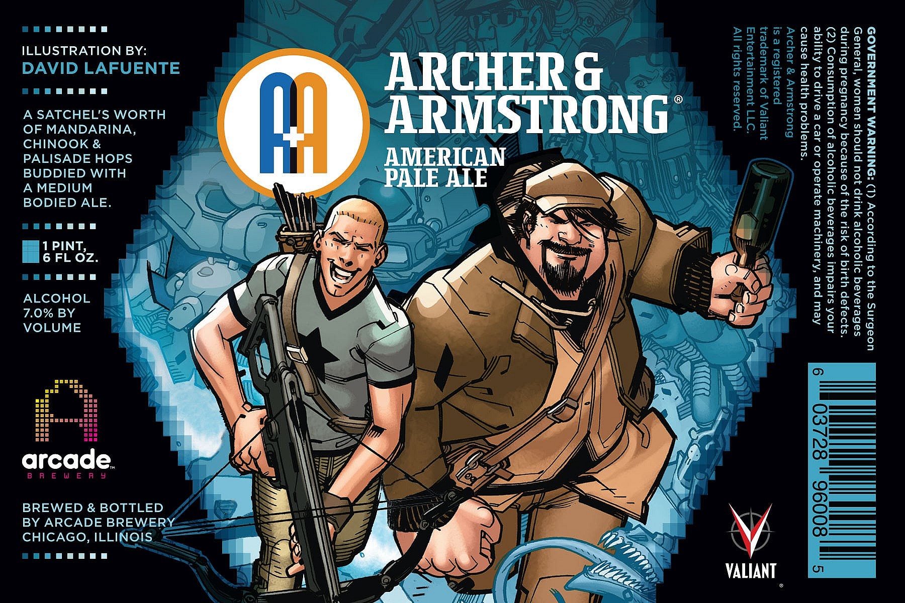 Archer & Armstrong American Pale Ale - Label Artwork by David Lafuente