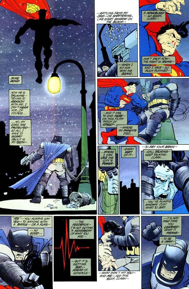 Batman fights Superman in Frank Miller's Dark Knight Returns