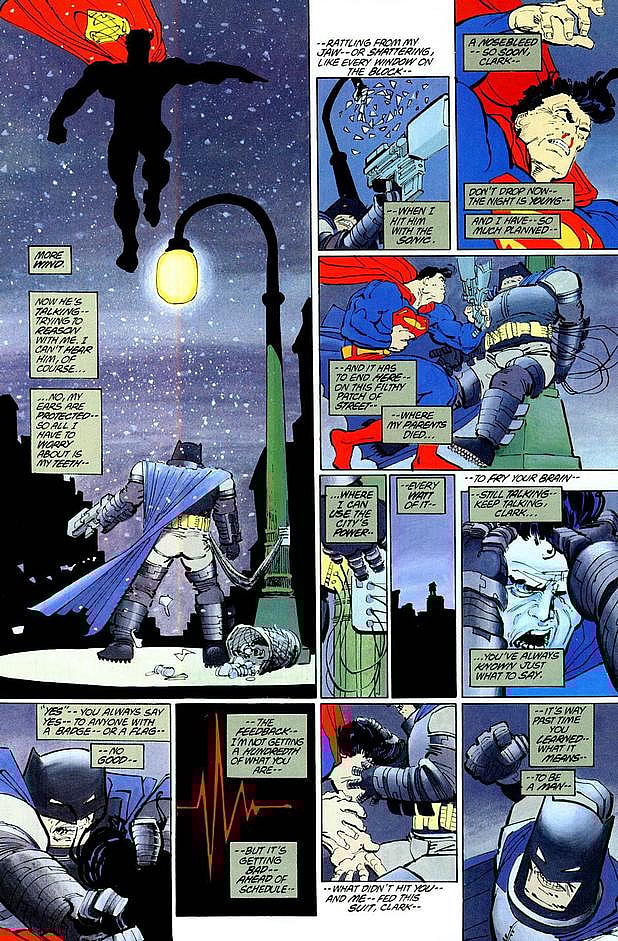 Batman fights Superman in Frank Miller's Dark Knight Returns