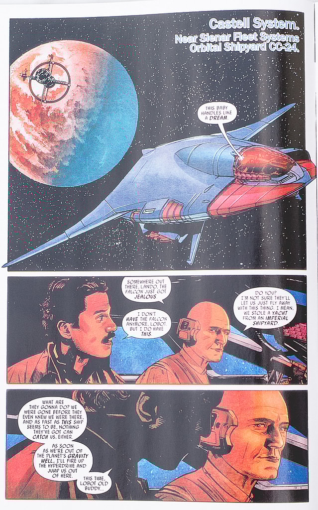 Lando and Lobot steal the Emperor's ship