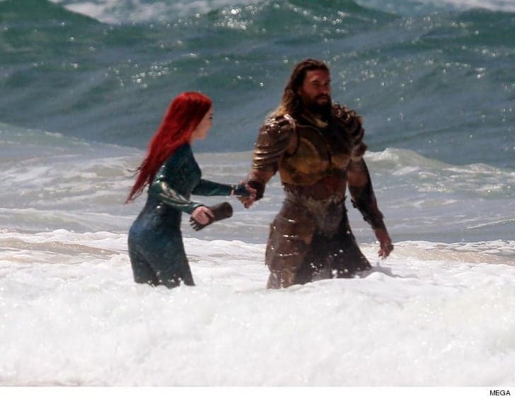 Jason Momoa and Amber Heard filming "Aquaman" - Photo by TMZ