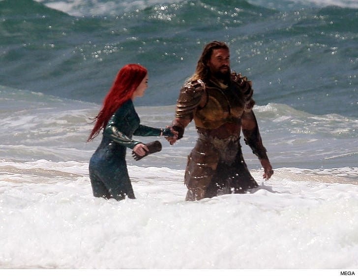 Jason Momoa and Amber Heard filming "Aquaman" - Photo by TMZ