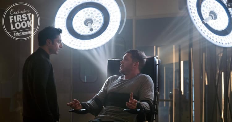Tom Hardy and Riz Ahmed in "Venom" via Entertainment Weekly - Sony Pictures