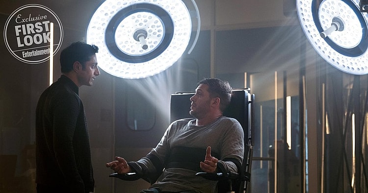 Tom Hardy and Riz Ahmed in "Venom" via Entertainment Weekly - Sony Pictures