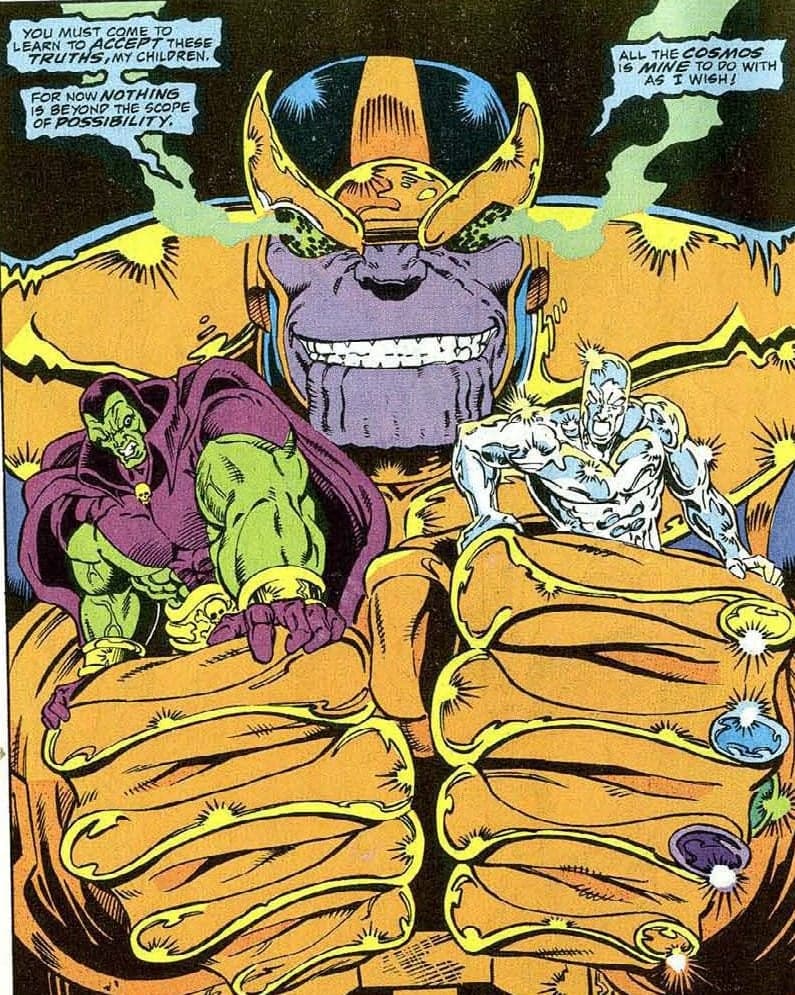 Thanos vs Drax and Silver Surfer