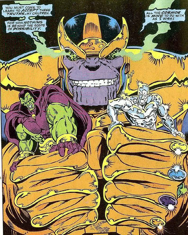 Thanos vs Drax and Silver Surfer
