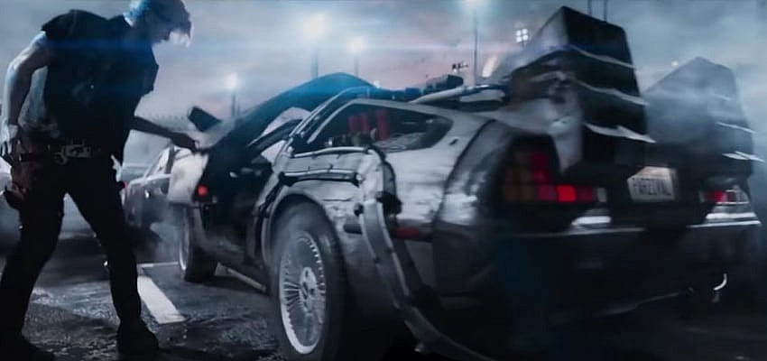 Parzival and the DeLorean in "Ready Player One" - Warner Bros. Pictures and Amblin Entertainment
