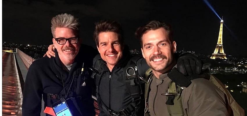 Christopher McQuarrie, Tom Cruise and Henry Cavill from Christopher McQuarrie's Instagram