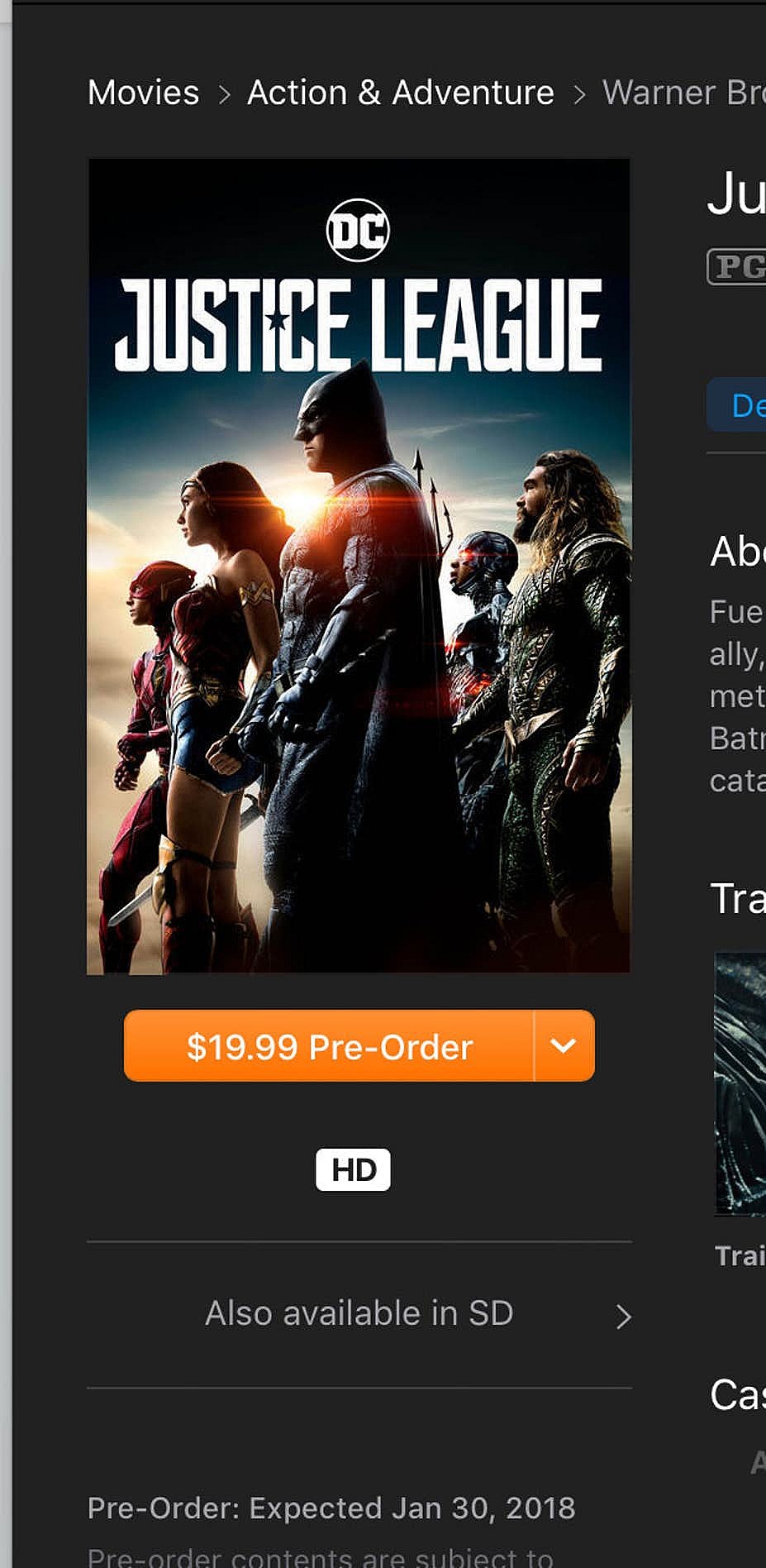 Justice League iTunes