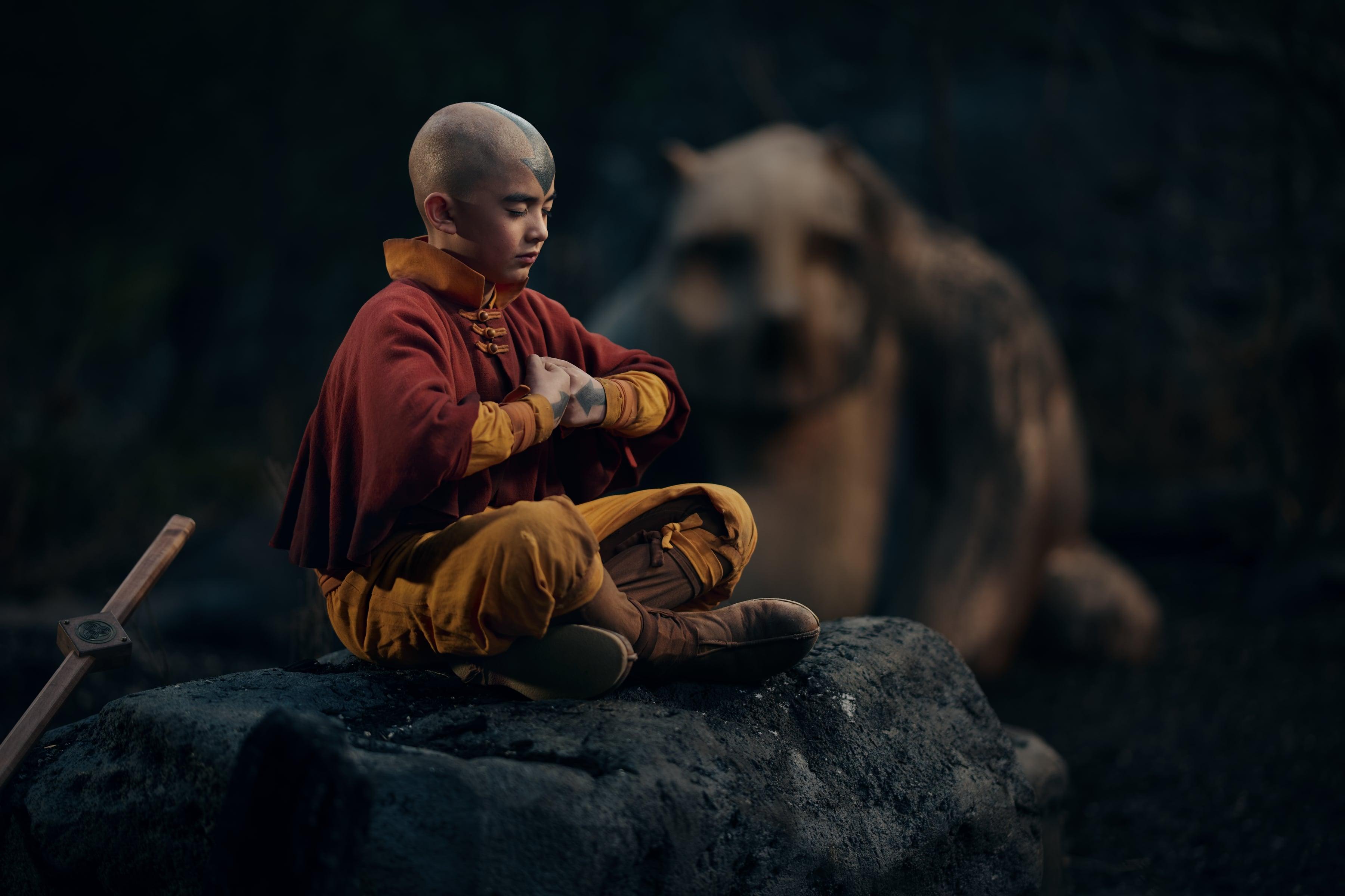 Aang (Gordon Cormier) attempts to tap into his Avatar powers in Season 1 of Avatar: The Last Airbender. Cr. Courtesy of Netflix © 2023