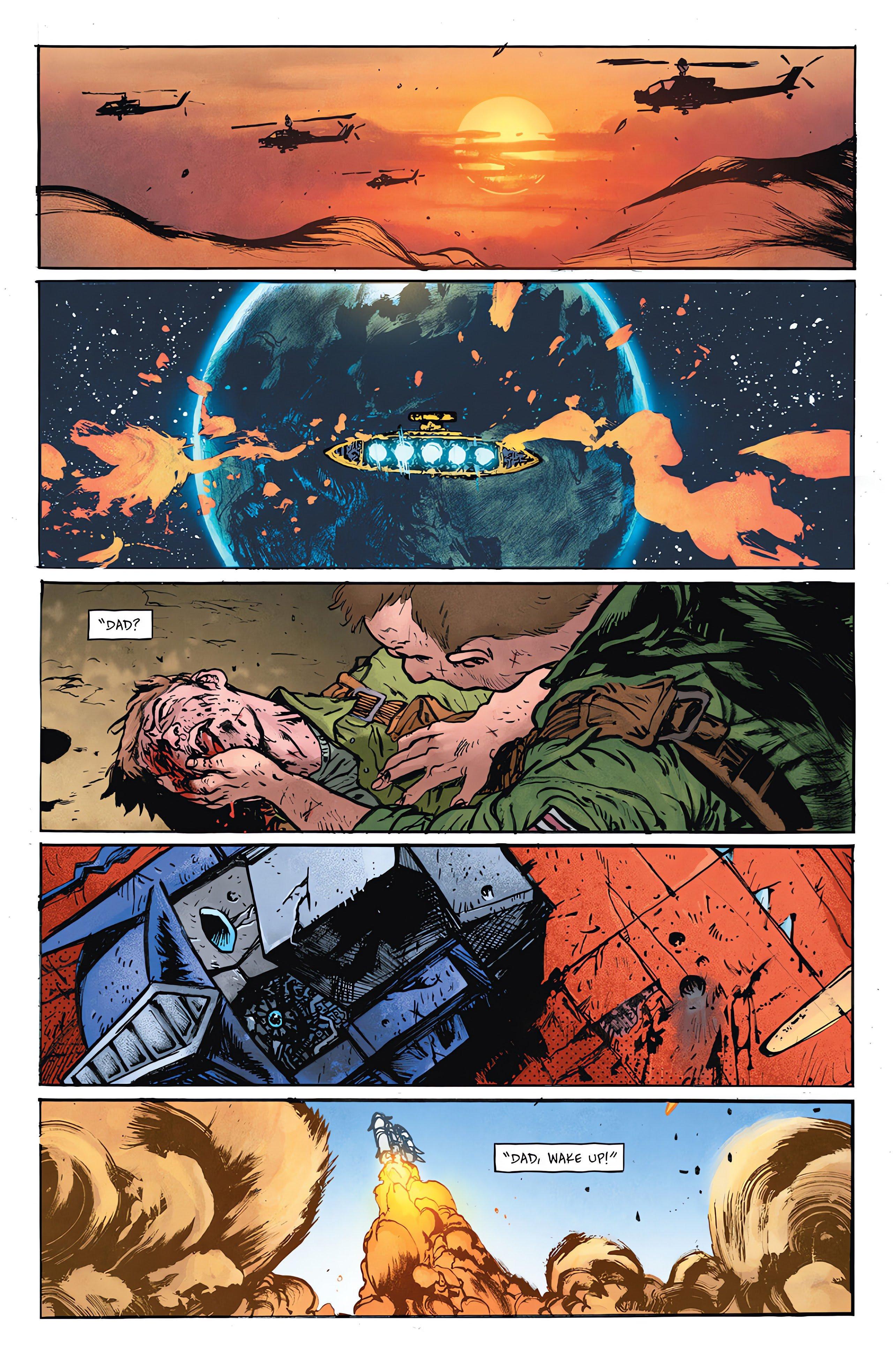 Transformers Issue #1 (2023), Skybound Entertainment. Words by Daniel Warren Johnson. Art by Daniel Warren Johnson and Mike Spicer.