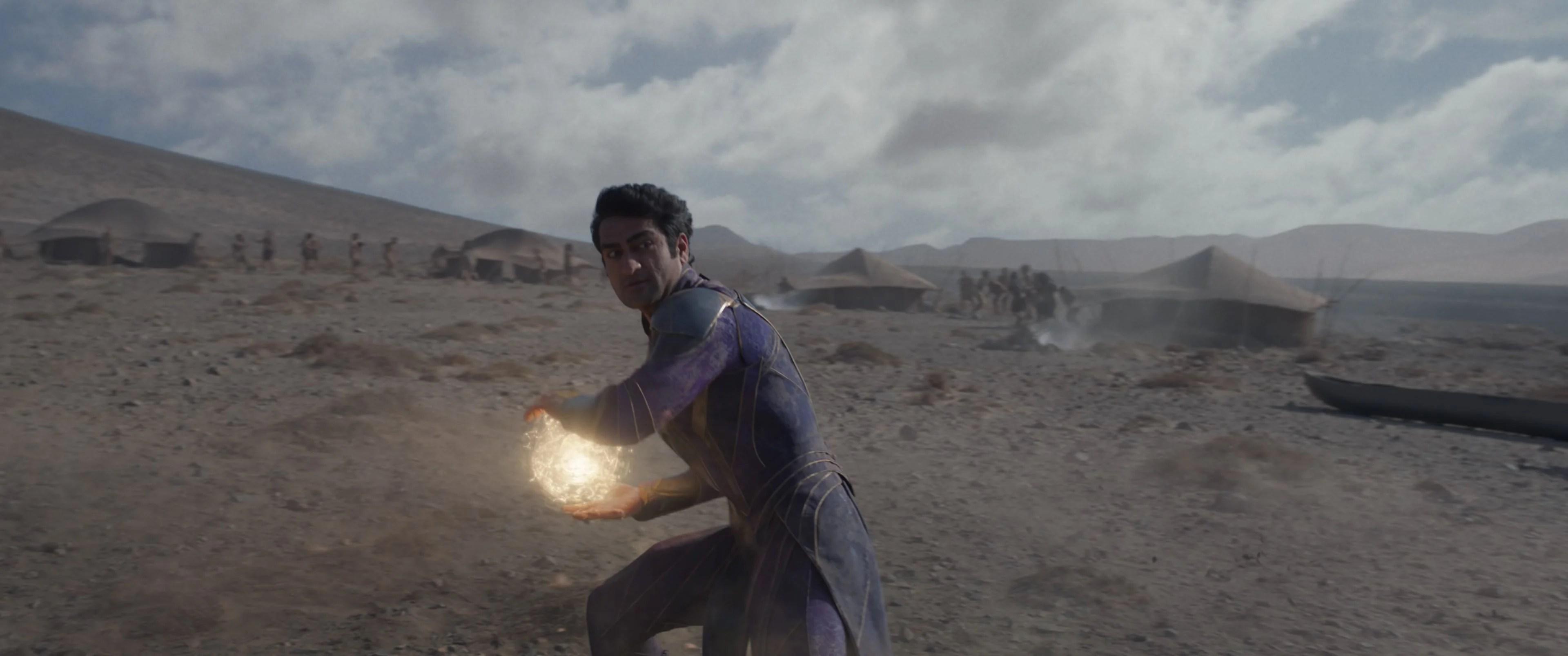 Kingo (Kumail Nanjiani) does his best Goku impression in Eternals (2021), Marvel Entertainment