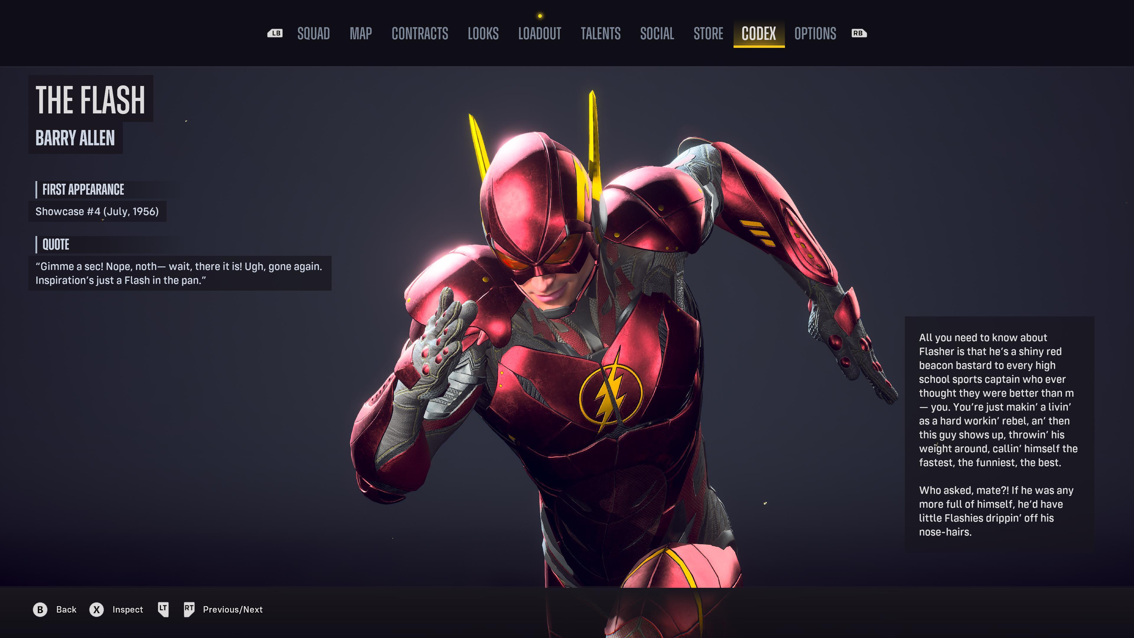 The Flash's (Scott Porter) Codex Entry in Suicide Squad: Kill the Justice League (2024), Rocksteady Studios