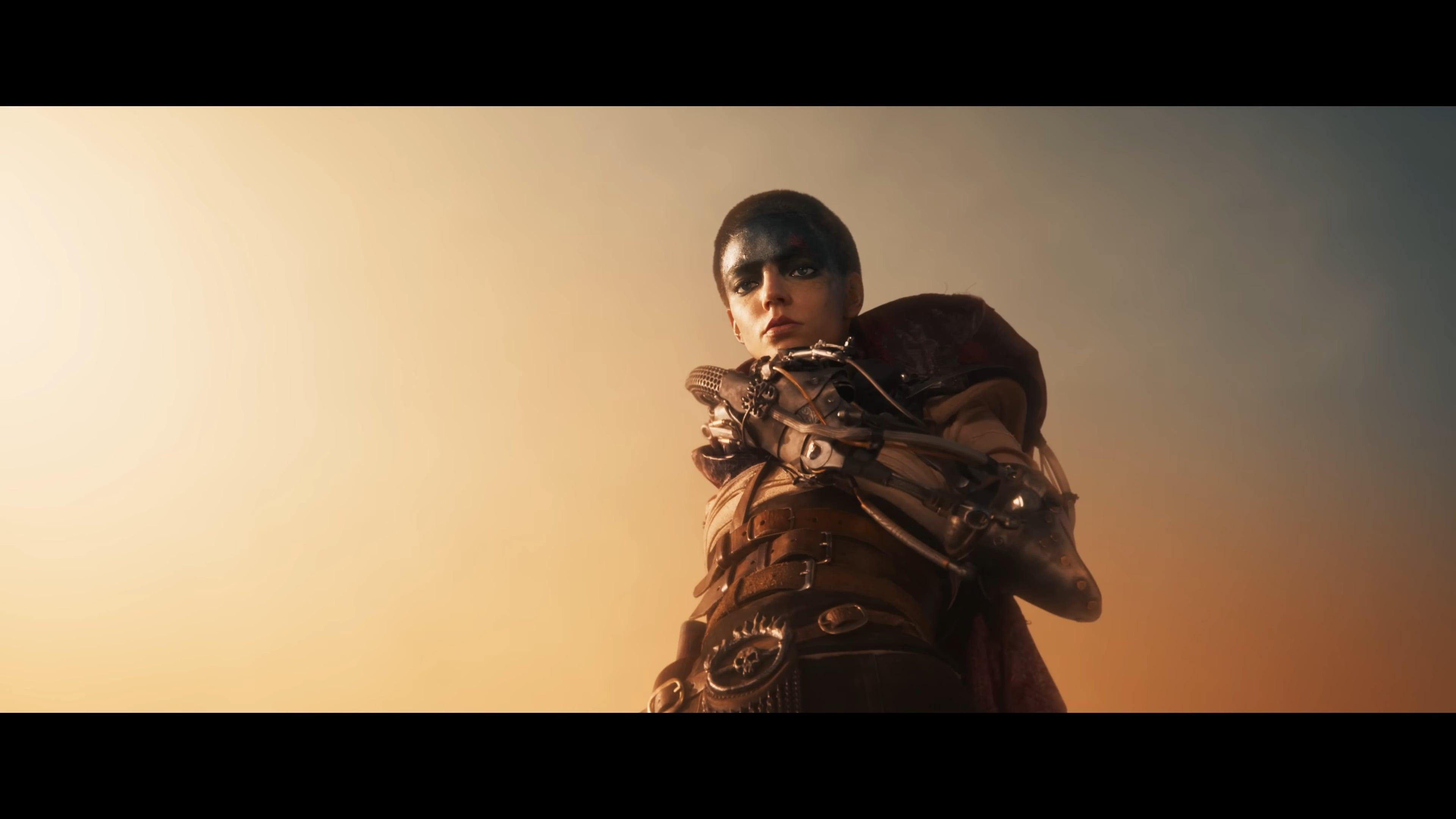 Furiosa (Anya Taylor-Joy) reveals herself to Warlord Dementus (Chris Hemsworth) in Furiosa: A Mad Max Saga (2024), Warner Bros. Pictures