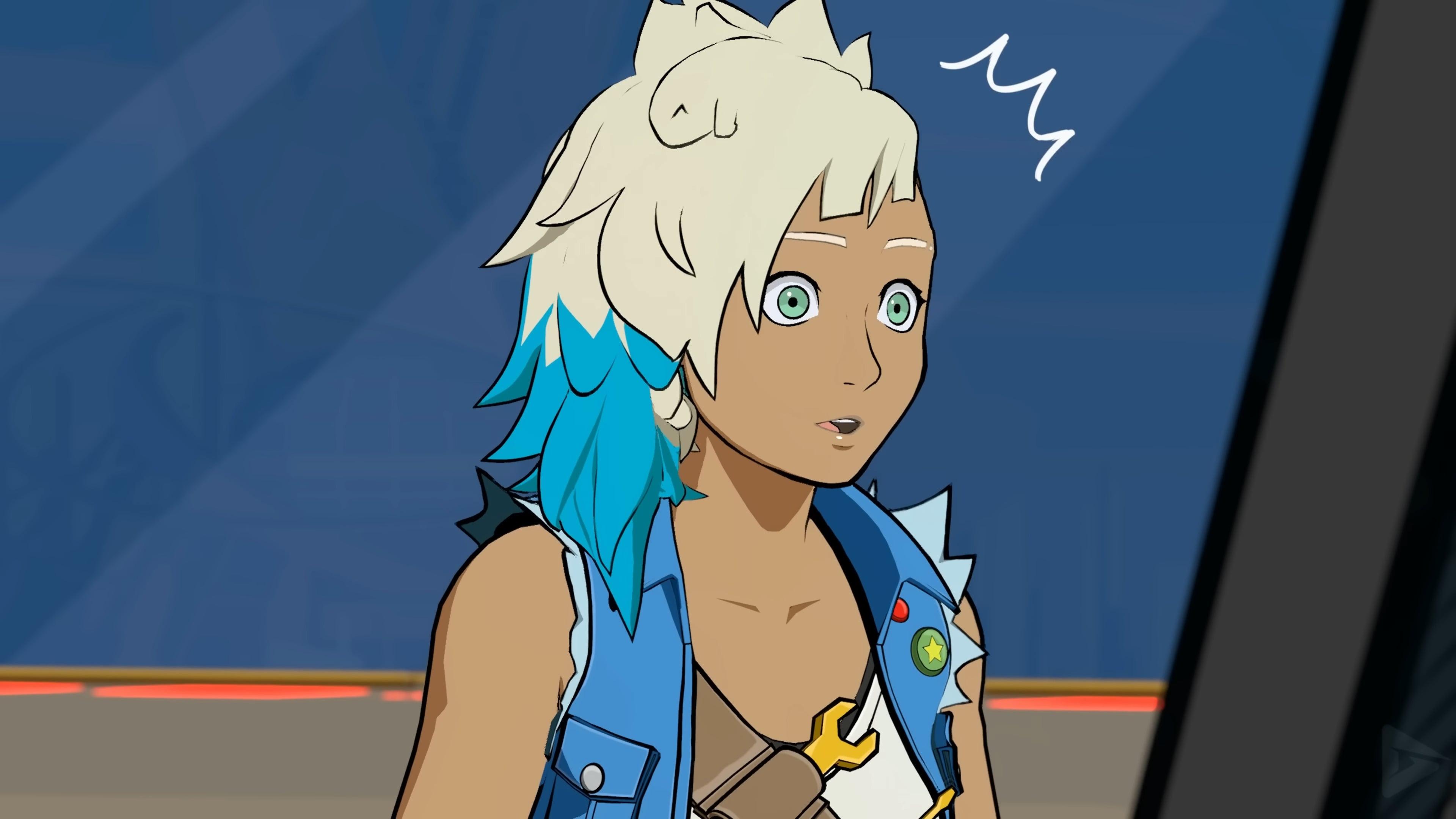 Peppermint (Erika Lindbeck) makes a shocking discovery in Hi-Fi Rush (2023), Tango Gameworks