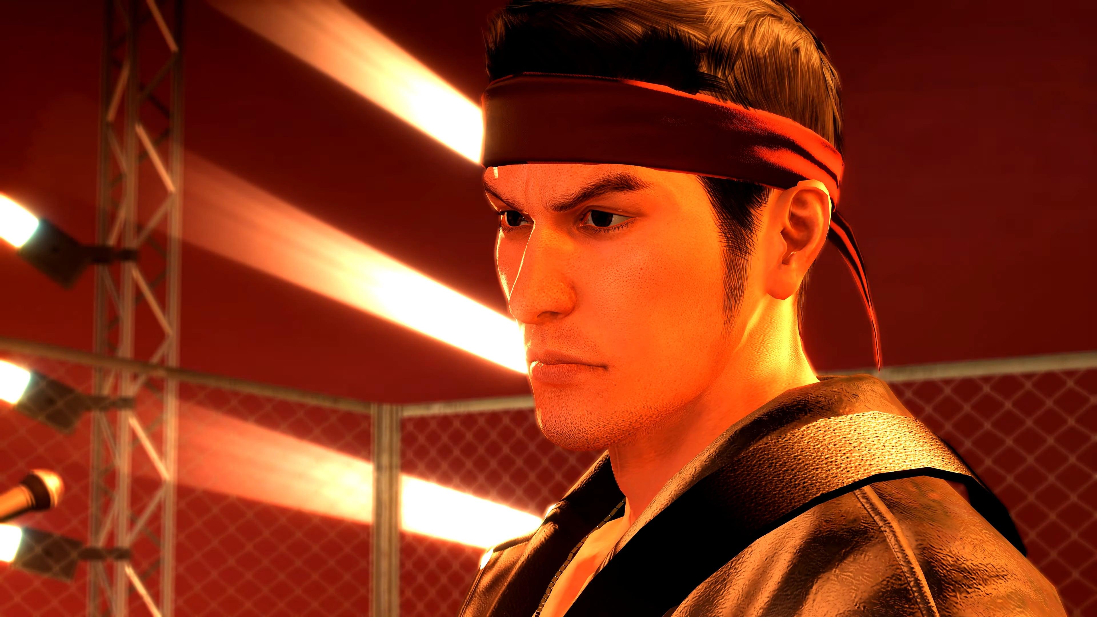 Kiryu (Takaya Kuroda) sturts his stuff on the karaoke stage in Yakuza 0 (2017), SEGA