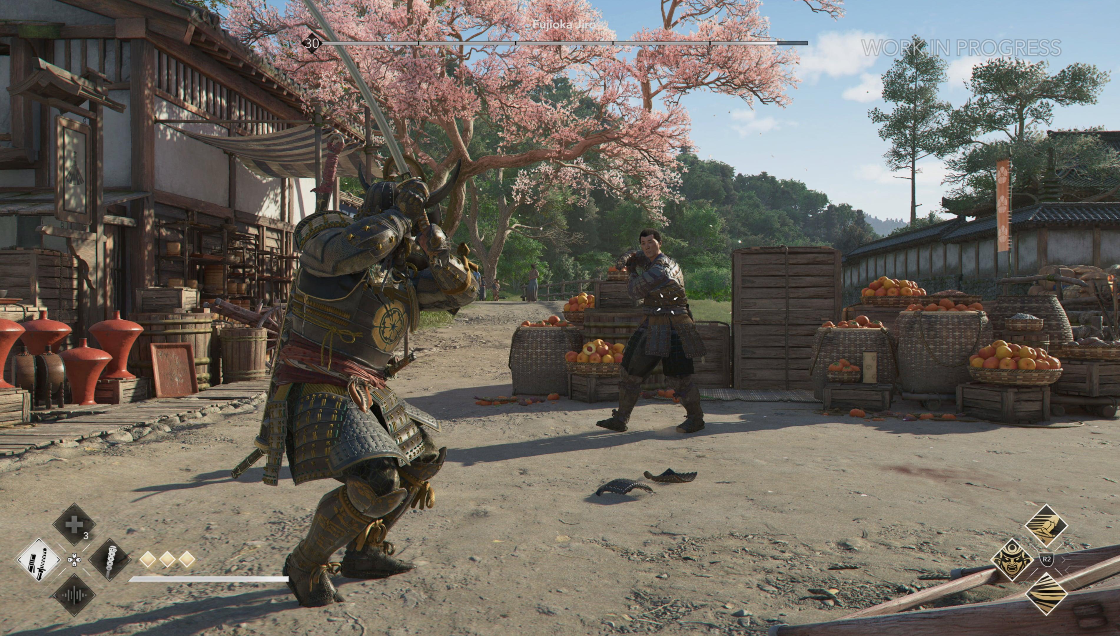 Yasuke (TBA) squares up against a hostile samurai in Assassin's Creed Shadows (2024), Ubisoft