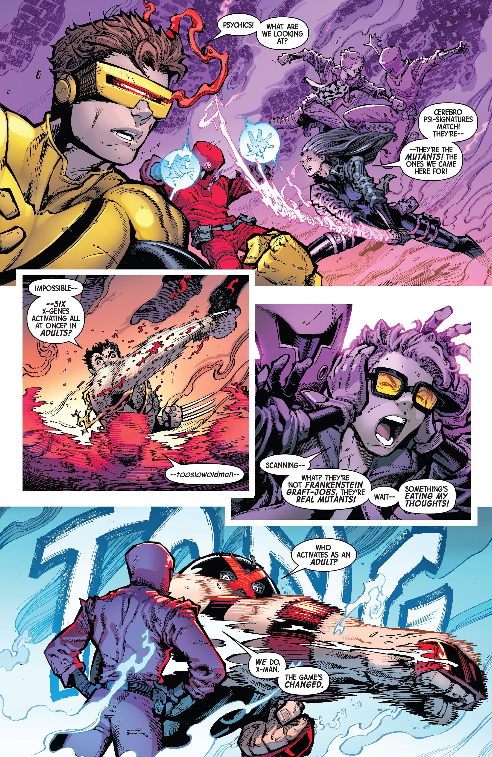 The Fourth School reveal themselves in X-Men Vol. 7 #1 "Fire-Baptized Species" (2024), Marvel Comics. Words by Jed MacKay, art by Ryan Stegman, JP Mayer, Marte Gracia, and Clayton Cowles.