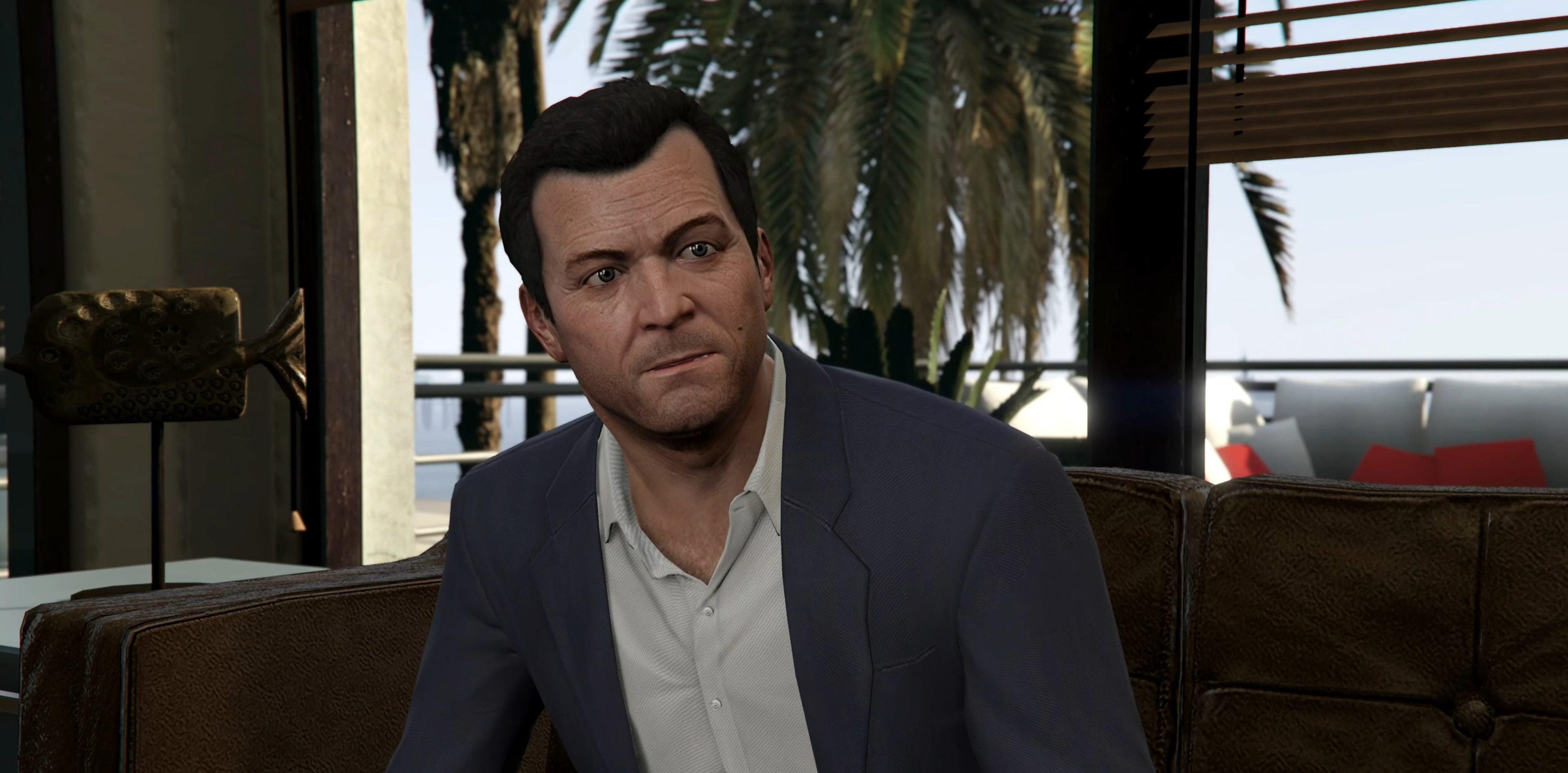 Michael (Ned Luke) gives therapy a shot in Grand Theft Auto V (2013), Rockstar Games