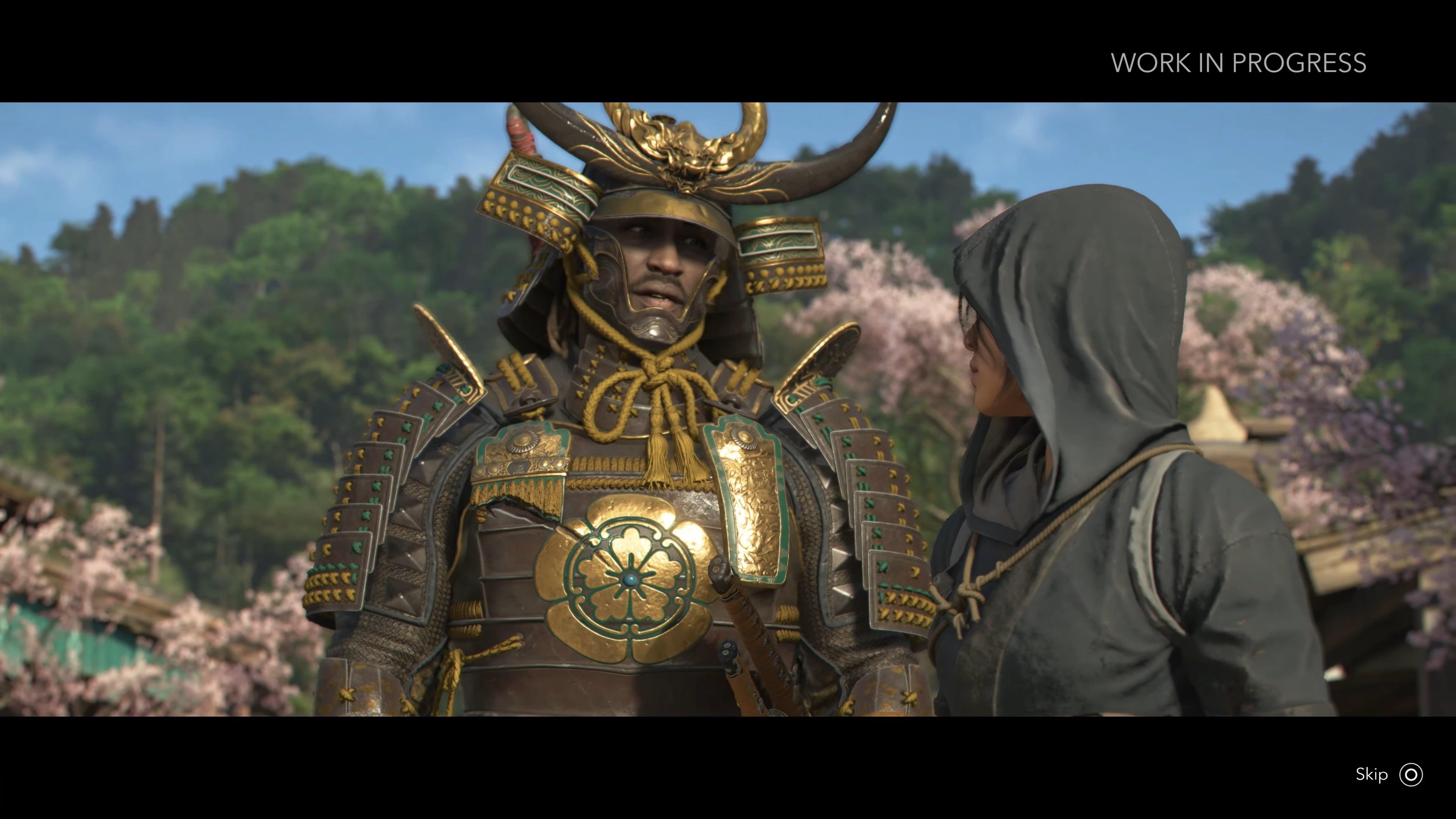 Yasuke (TBA) begrudgingly thanks Naoe (TBA) for her help taking down an enemy in Assassin's Creed Shadows (2024), Ubisoft
