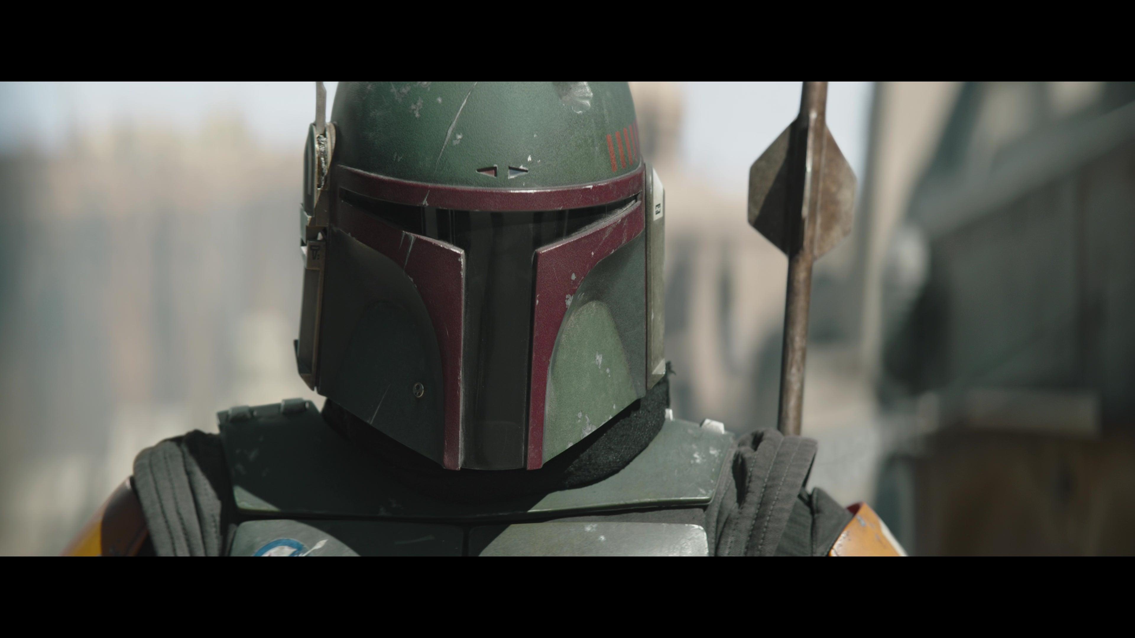 Boba Fett (Temeura Morrison) faces down Cad Bane (Corey Burton) in The Book of Boba Fett Chapter 7 (2022), Disney Plus