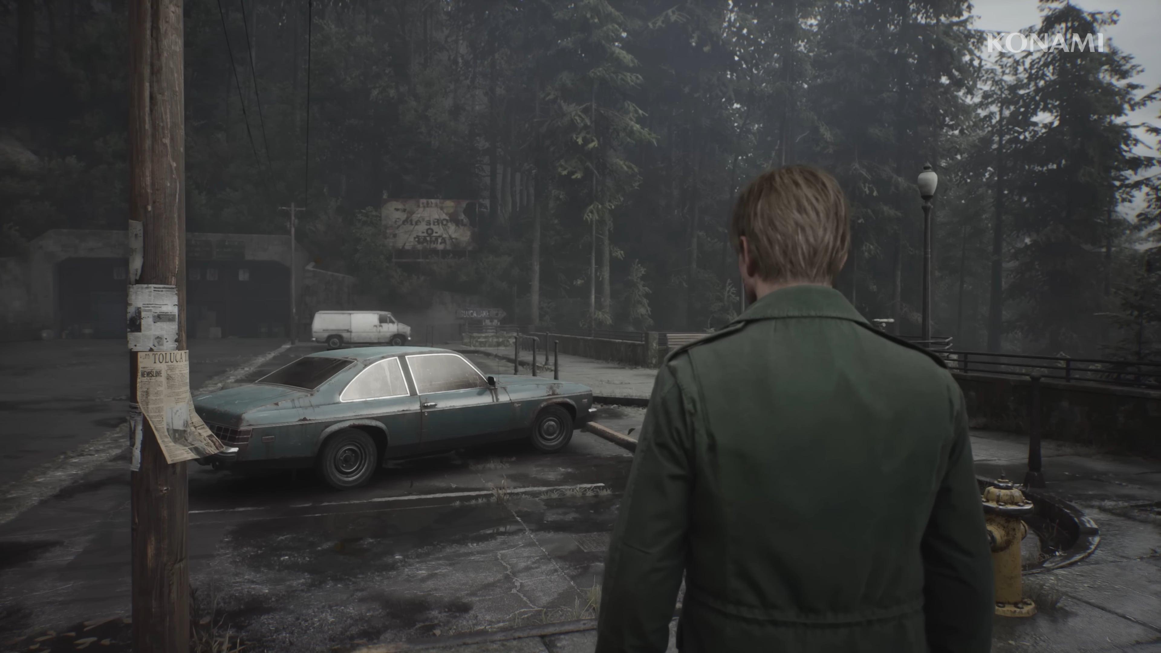 James Sunderland (TBA) takes his first steps into the titular town in Silent Hill 2 Remake (2024), Konami