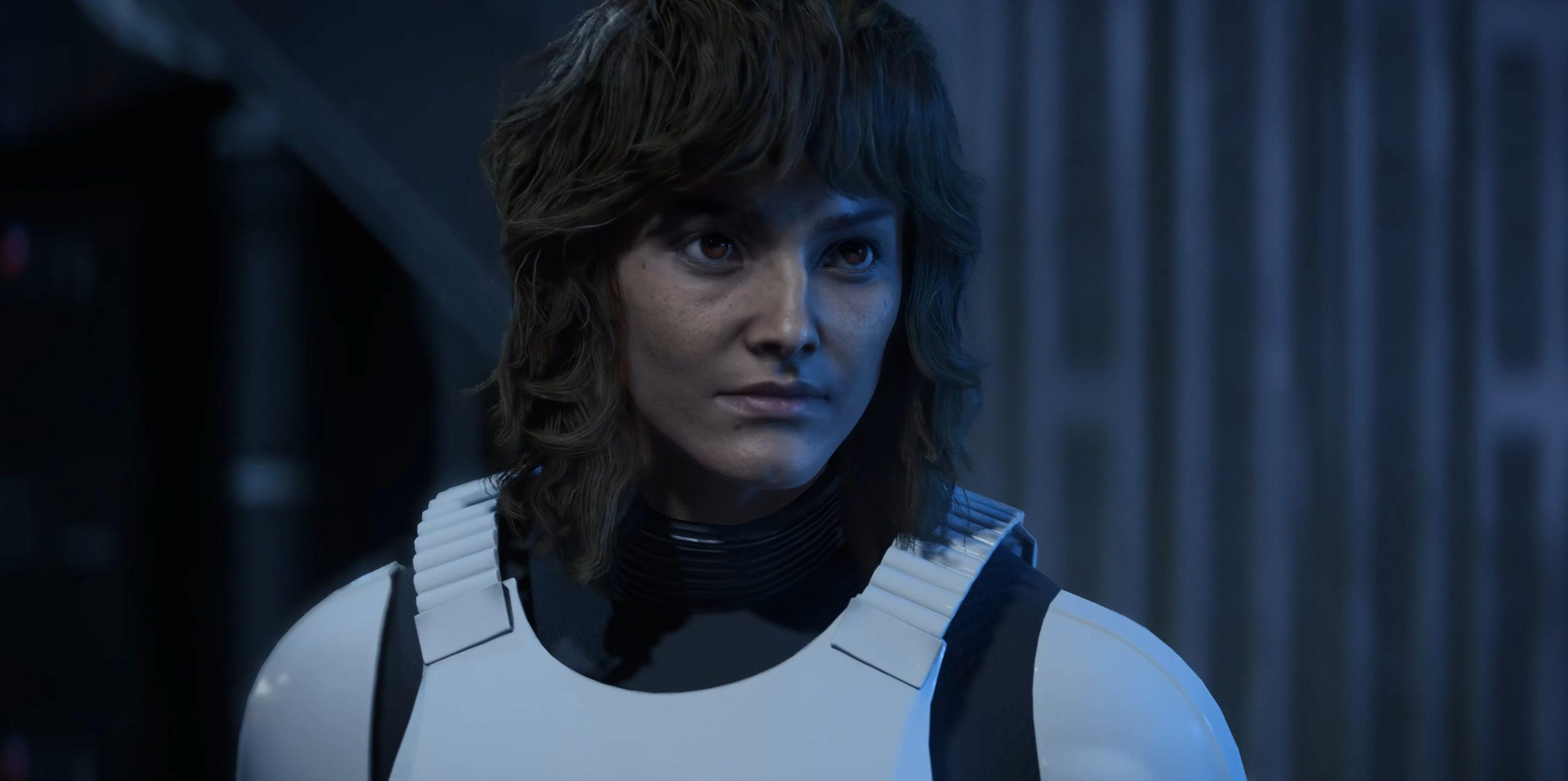Kay Vess (Humberly González) is a little short for a Stormtrooper in Star Wars Outlaws (2024), Ubisoft