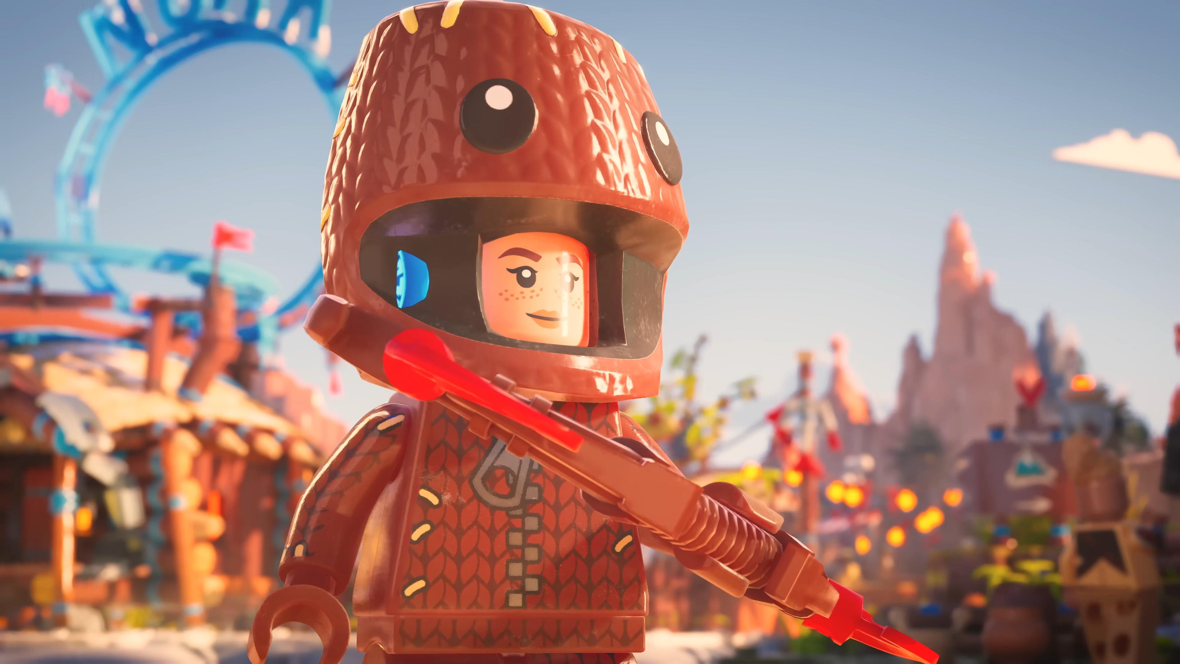 Aloy (Ashly Burch) does her best Sackboy cosplay in Lego Horizon Adventures (2024), Guerilla Games