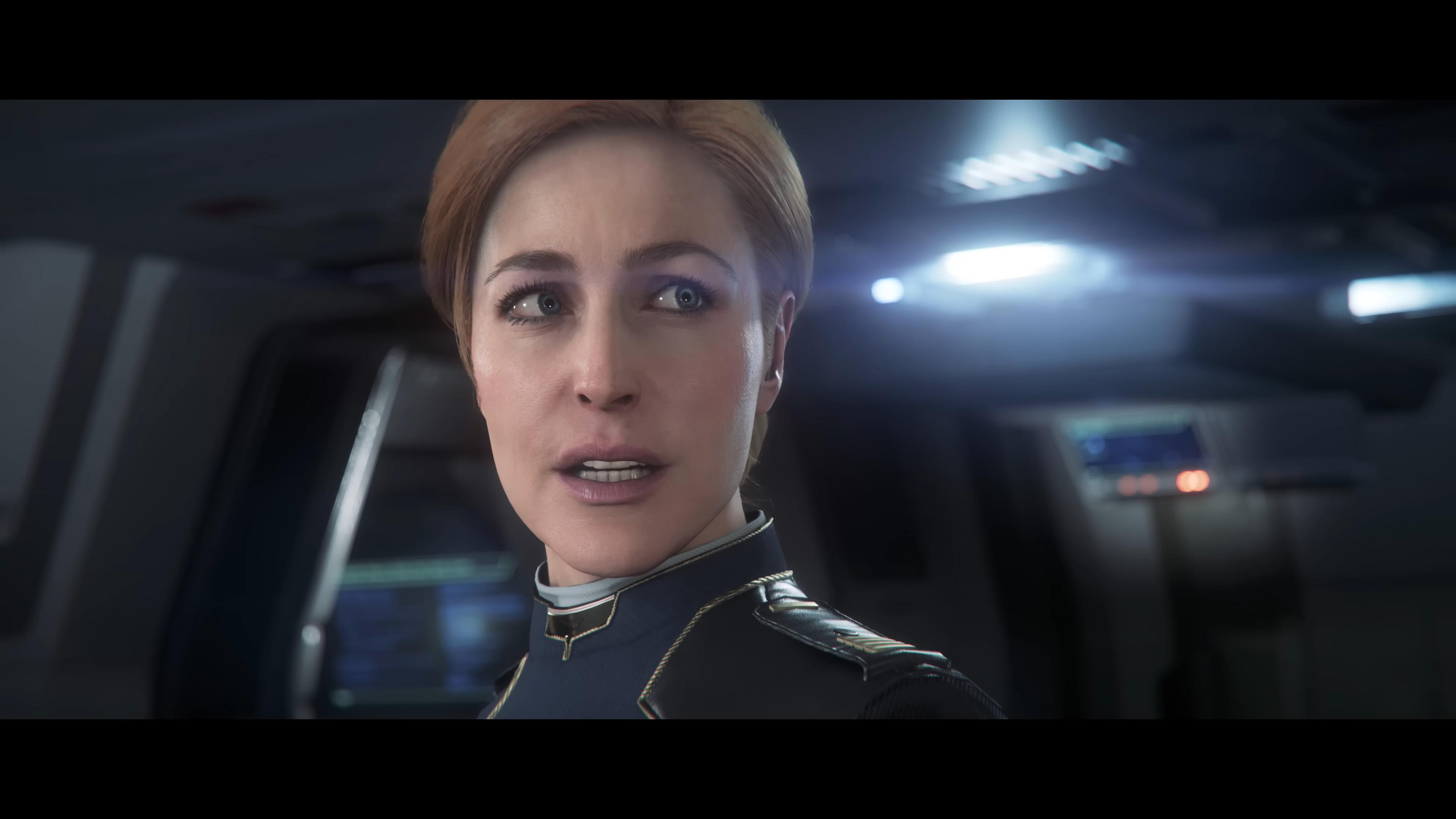 Captain Rachel MacLaren delivers orders upon the UEES Gauntlet in Squadron 42 (2026), Cloud Imperium Games