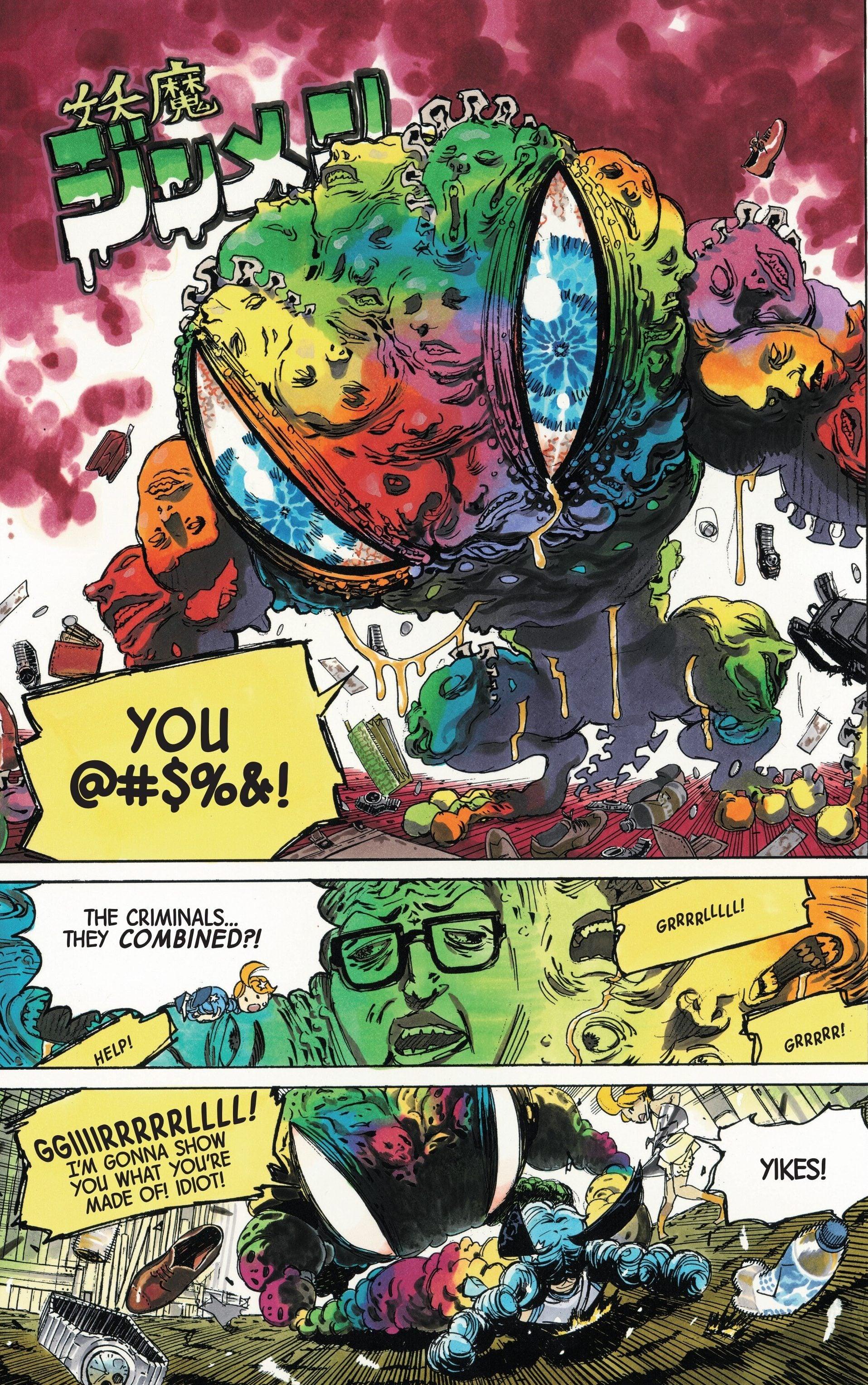 A Kaiju vows revenge on Moon Knight-chan in Phases of the Moon Knight Vol. 1 #3 "Moon Knight-chan" (2024), Marvel Comics. Words and art by Yuji Kaku.