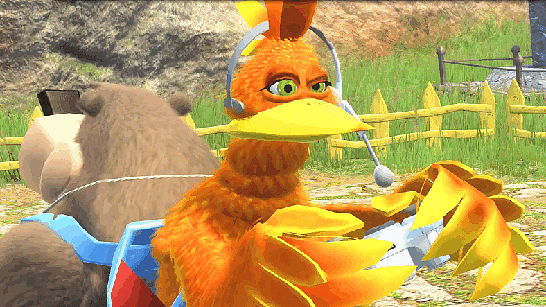 Kazooie (Chris Sutherland) goes achievement hunting in Banjo-Kazooie: Nuts and Bolts (2008), Rare