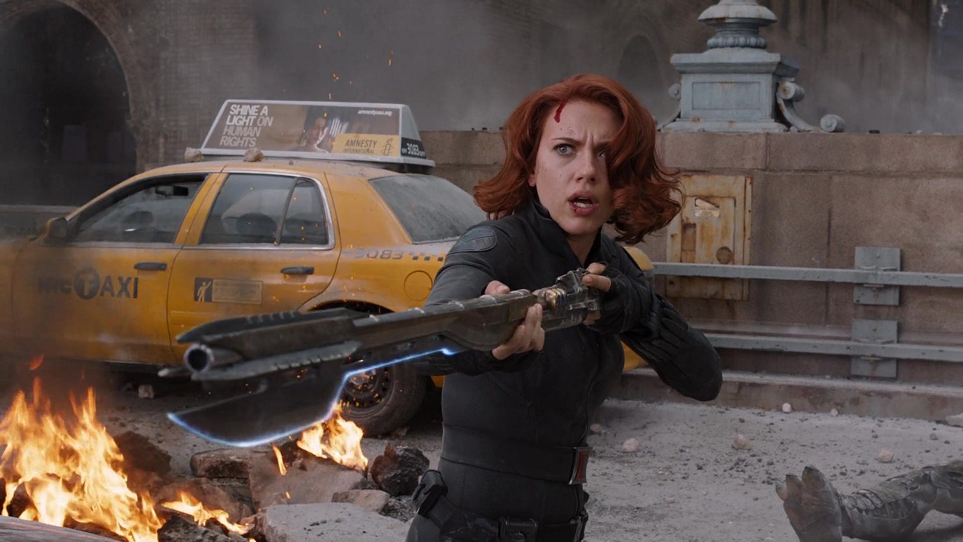 Black Widow (Scarlett Johansson) wields Loki