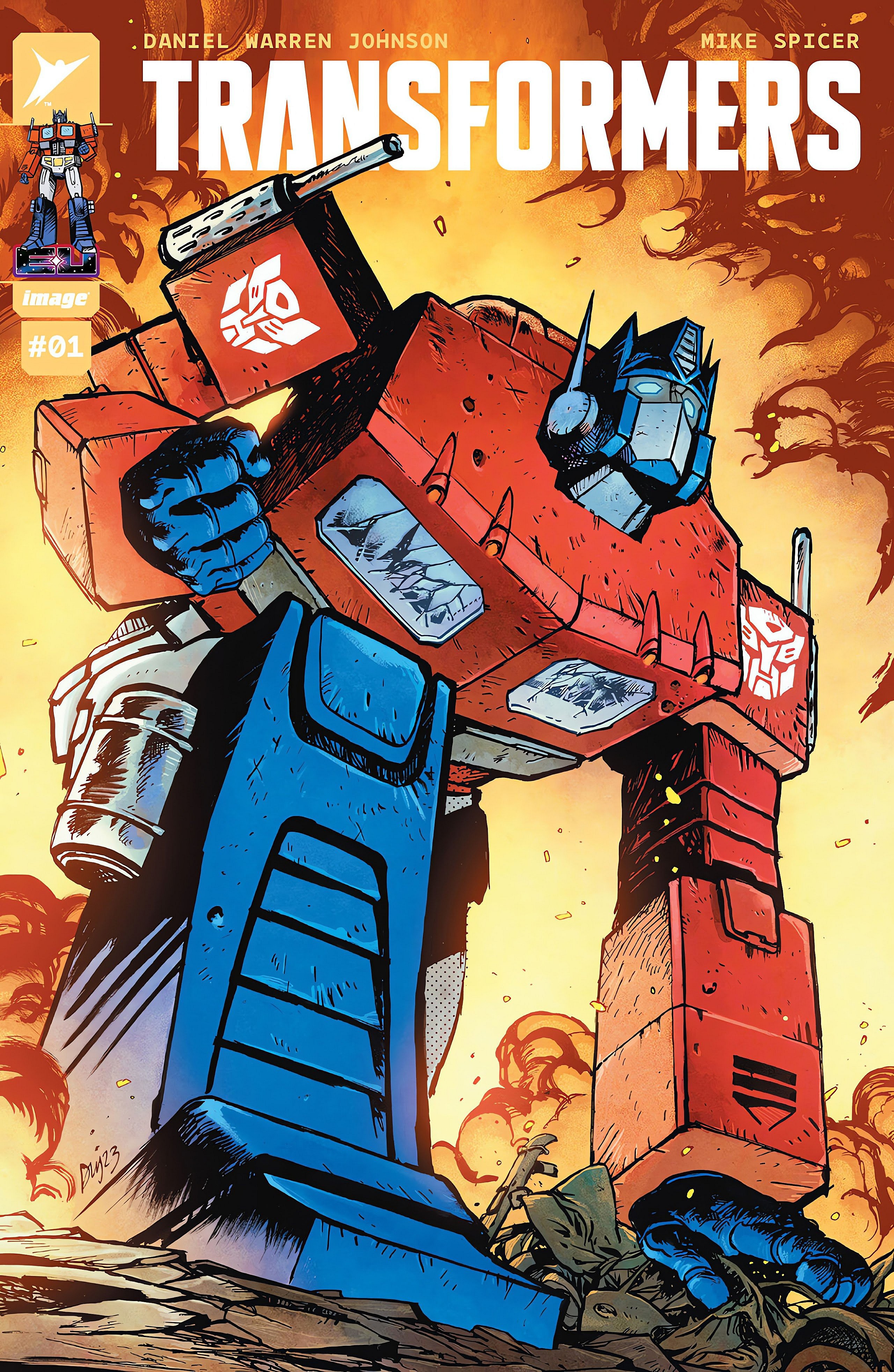 Transformers Issue #1 (2023), Skybound Entertainment. Words by Daniel Warren Johnson. Art by Daniel Warren Johnson and Mike Spicer.