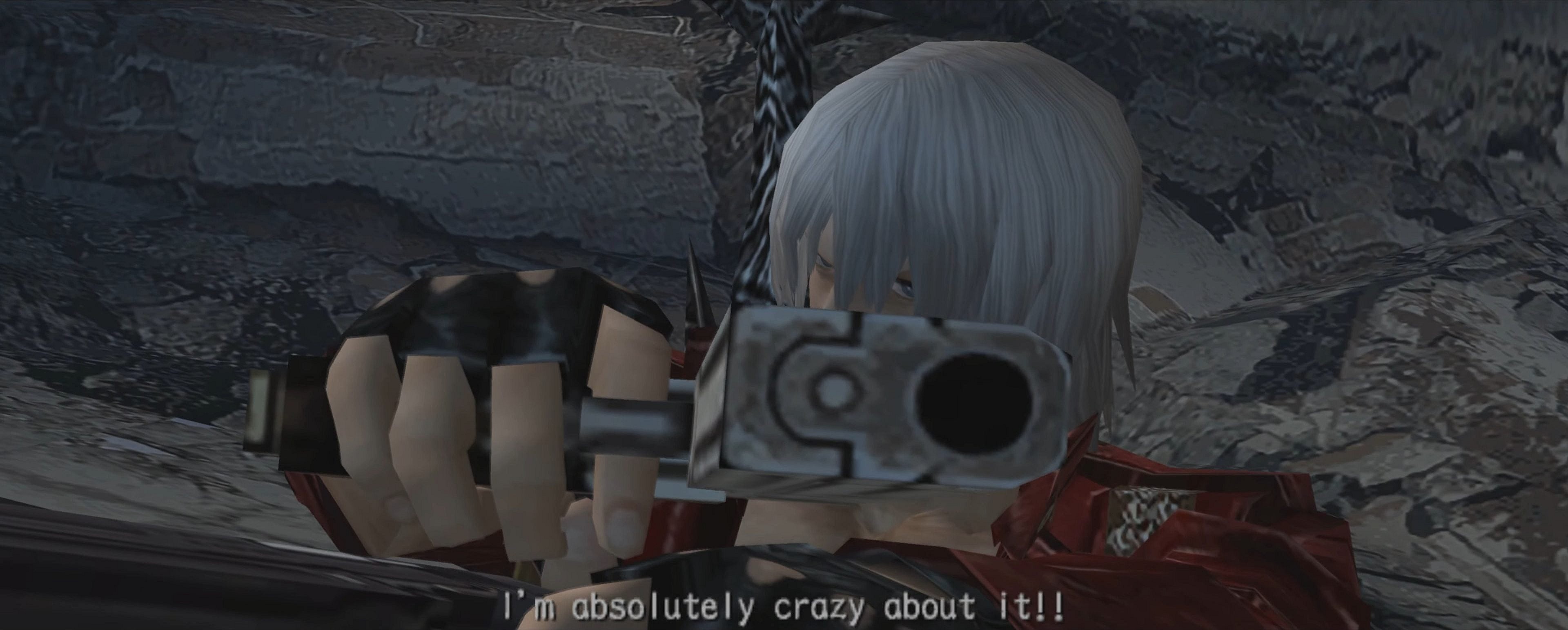 Dante (Reuben Langdon) embraces his new future as a demon hunter in Devil May Cry 3: Dante's Awakening (2005), Capcom