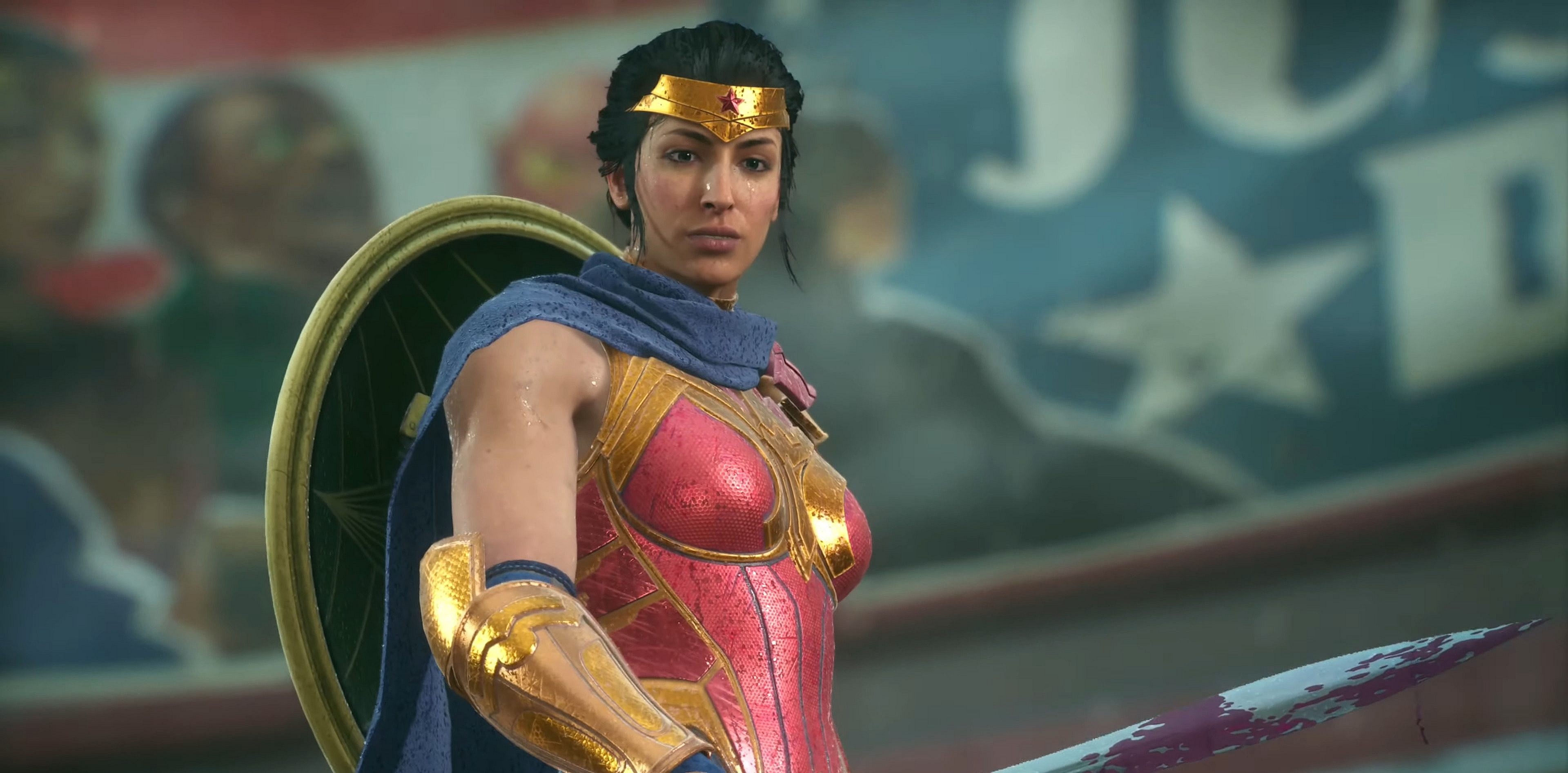 Wonder Woman (Susan Eisenberg) puts down a Braniac drone in Suicide Squad: Kill the Justice League (2024), Rocksteady Studios