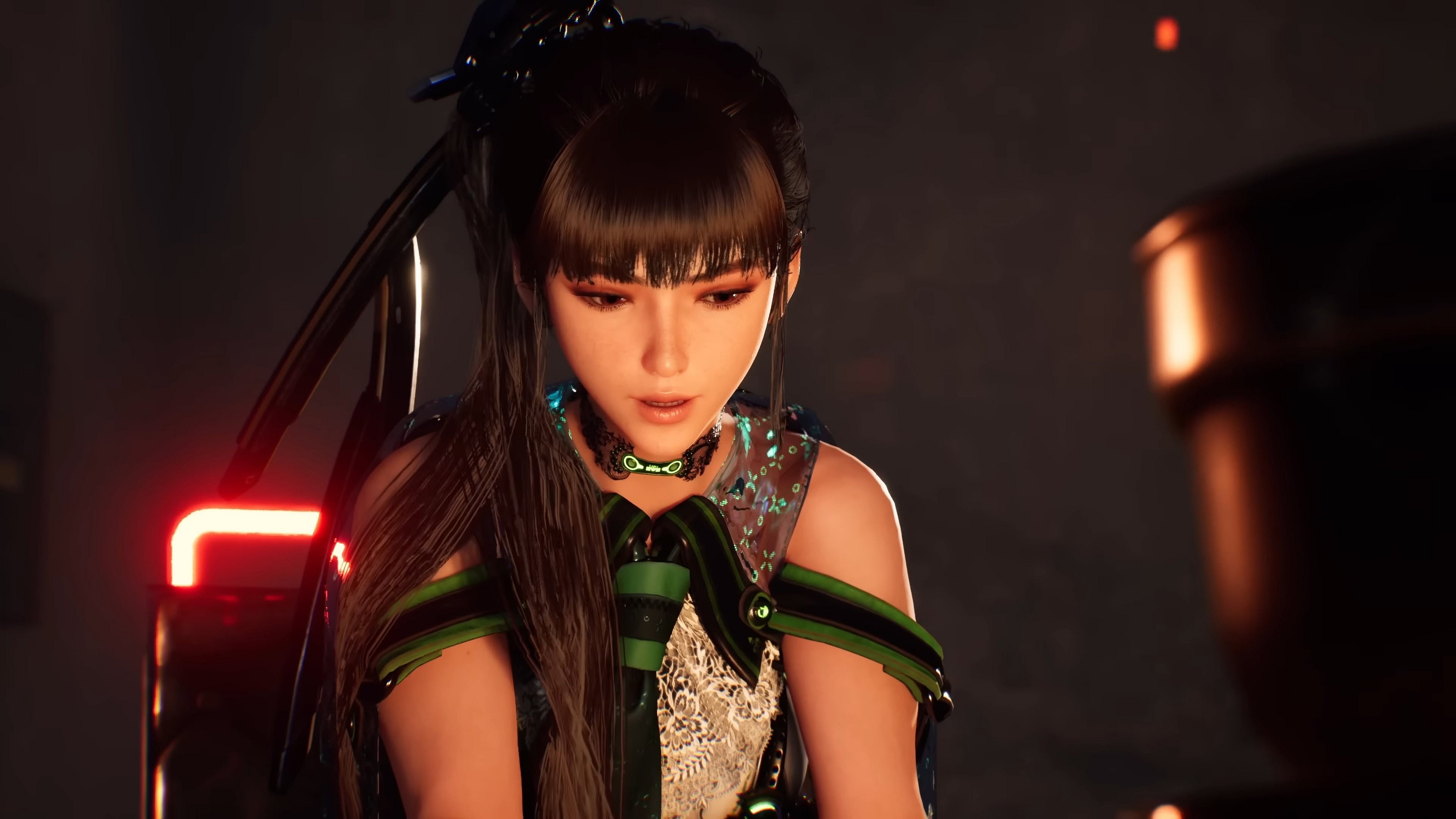 Eve (TBA) warms herself by a campfire in Stellar Blade (2024), Shift Up