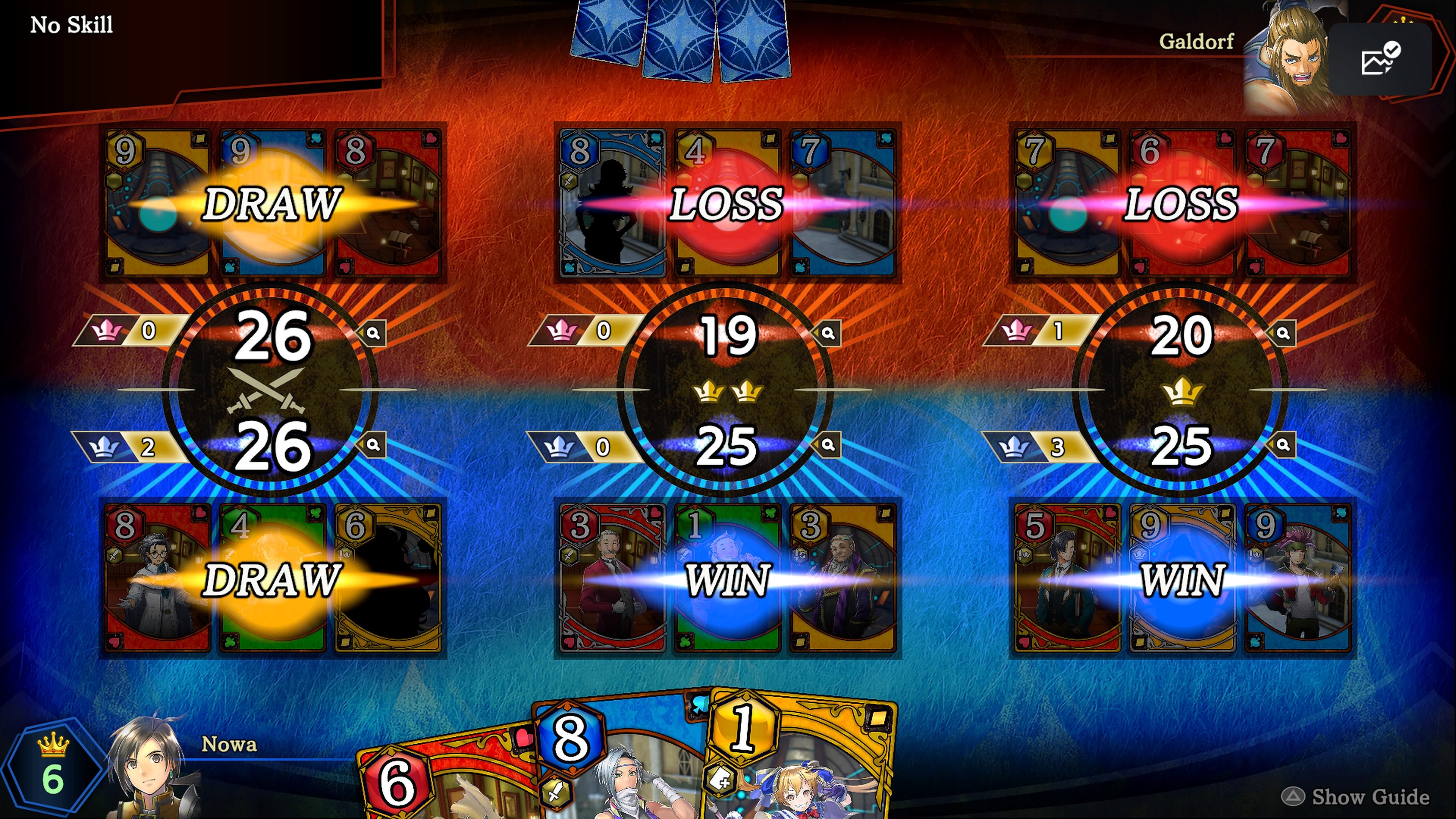 Nowa(Gakuto Kajiwara) plays a friendly round of cards in Eiyuden Chronicles: Hundred Heroes (2024) 505 Games