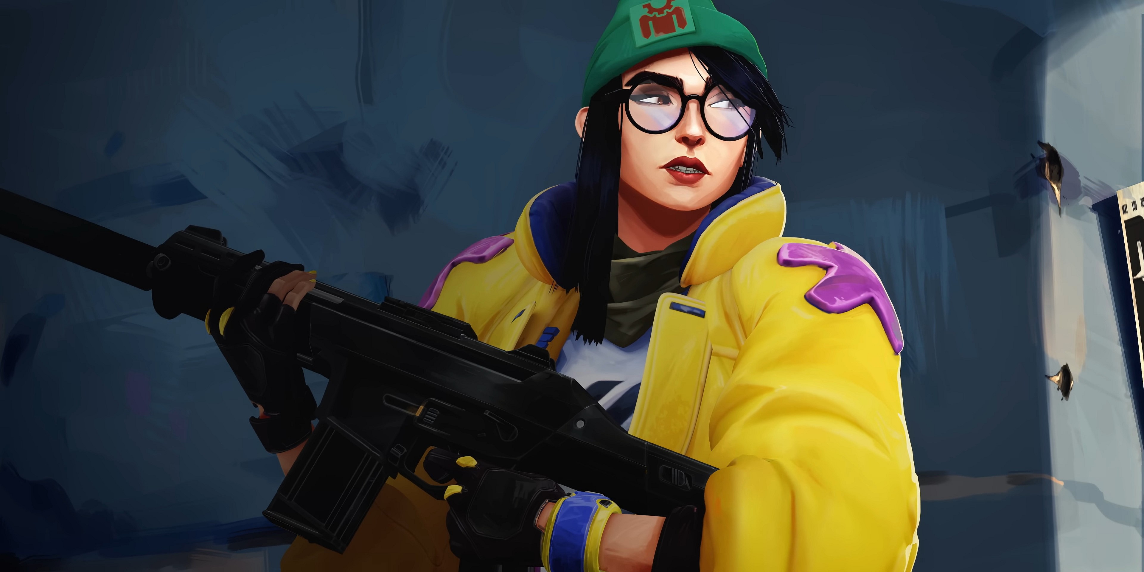 Killjoy (Eva Feiler) takes cover in Valorant (2020), Riot Games