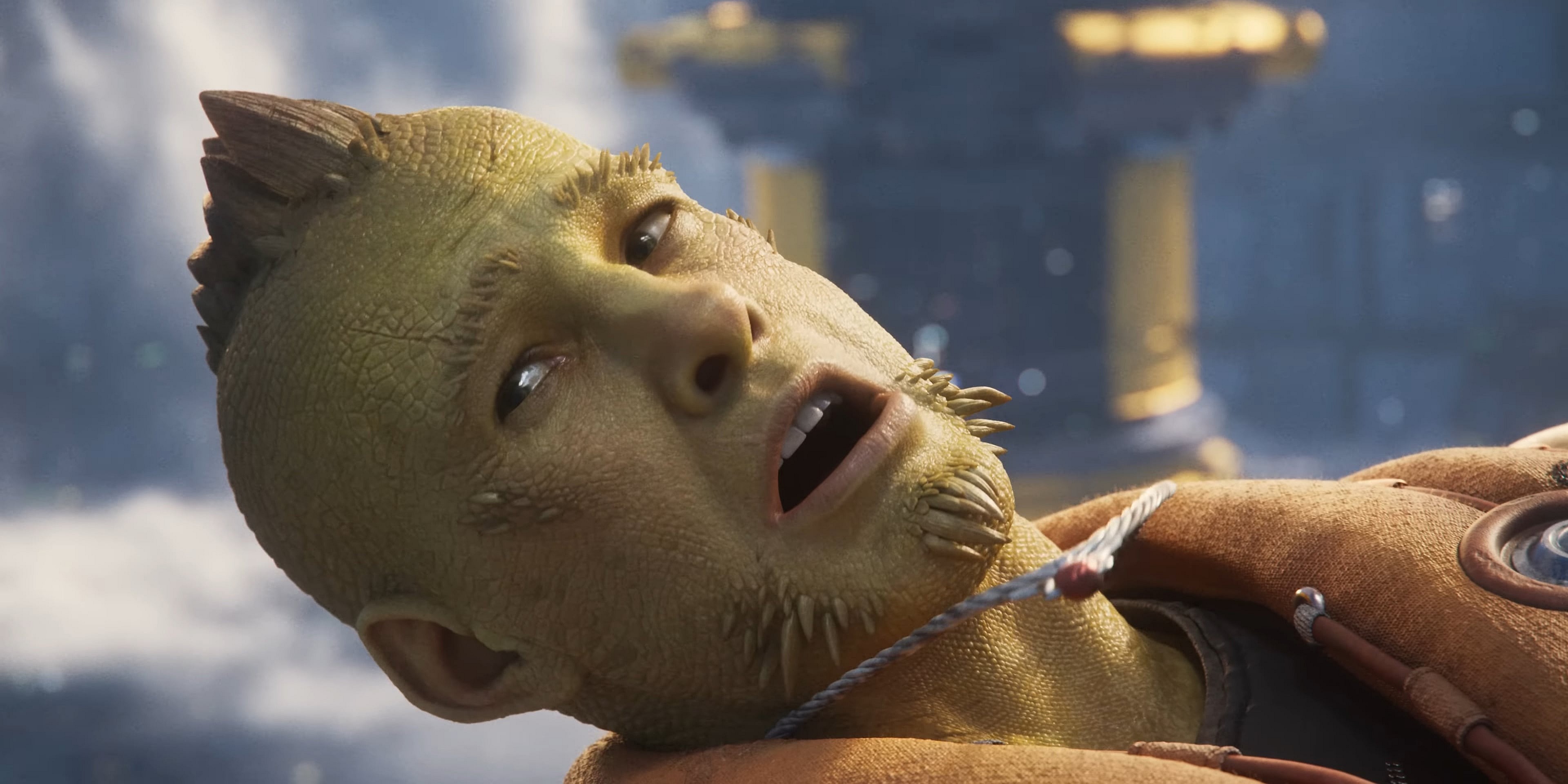 Lennox (Derek Phillips) plummets towards the planet's surface in Concord (2025), Firewalk Studios