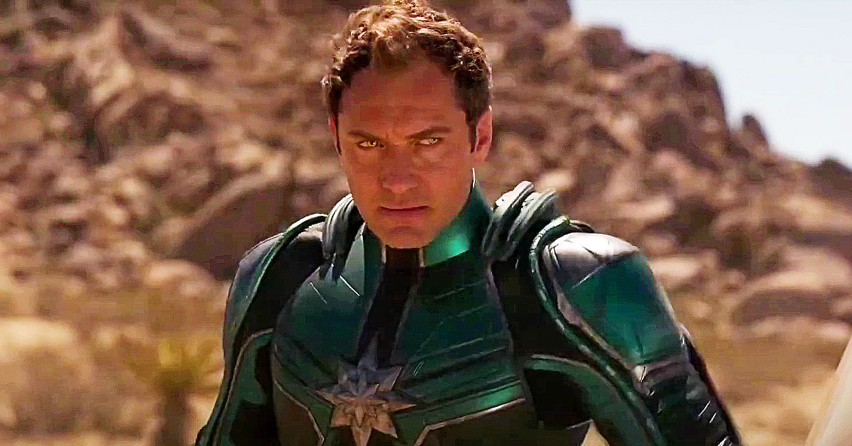 Yon-Rog (Jude Law) preparing to fight Carol Danvers in the final battle in Captain Marvel (2019), Marvel Entertainment