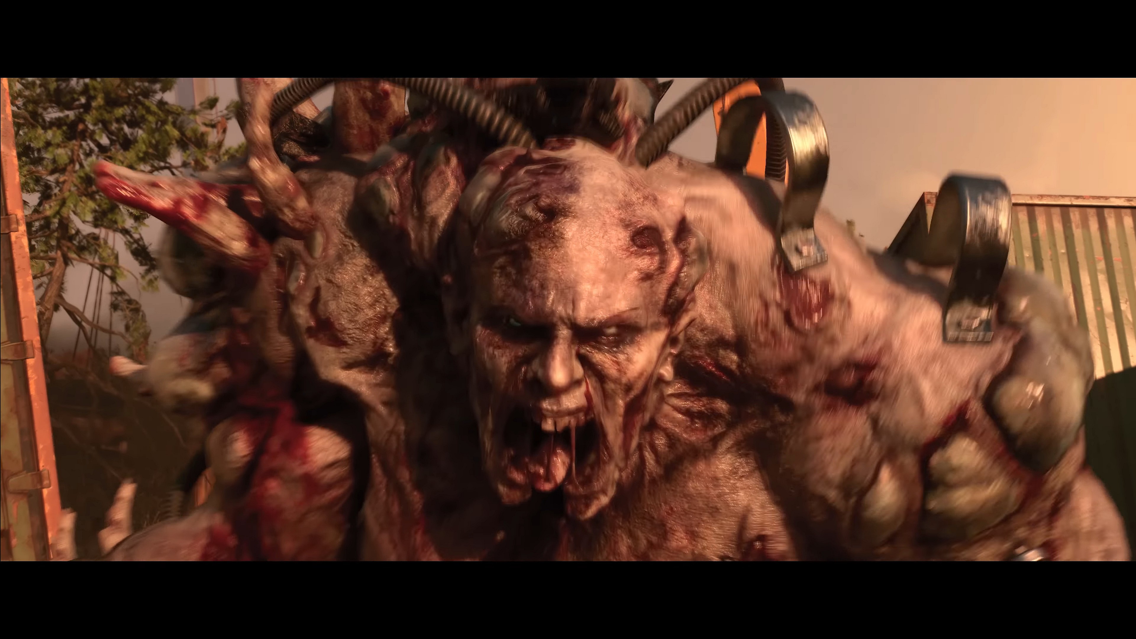 A giant Infected roars in defiance of Kyle Crane's (Roger Craig Smith) attack in Dying Light: The Beast (TBD), Techland