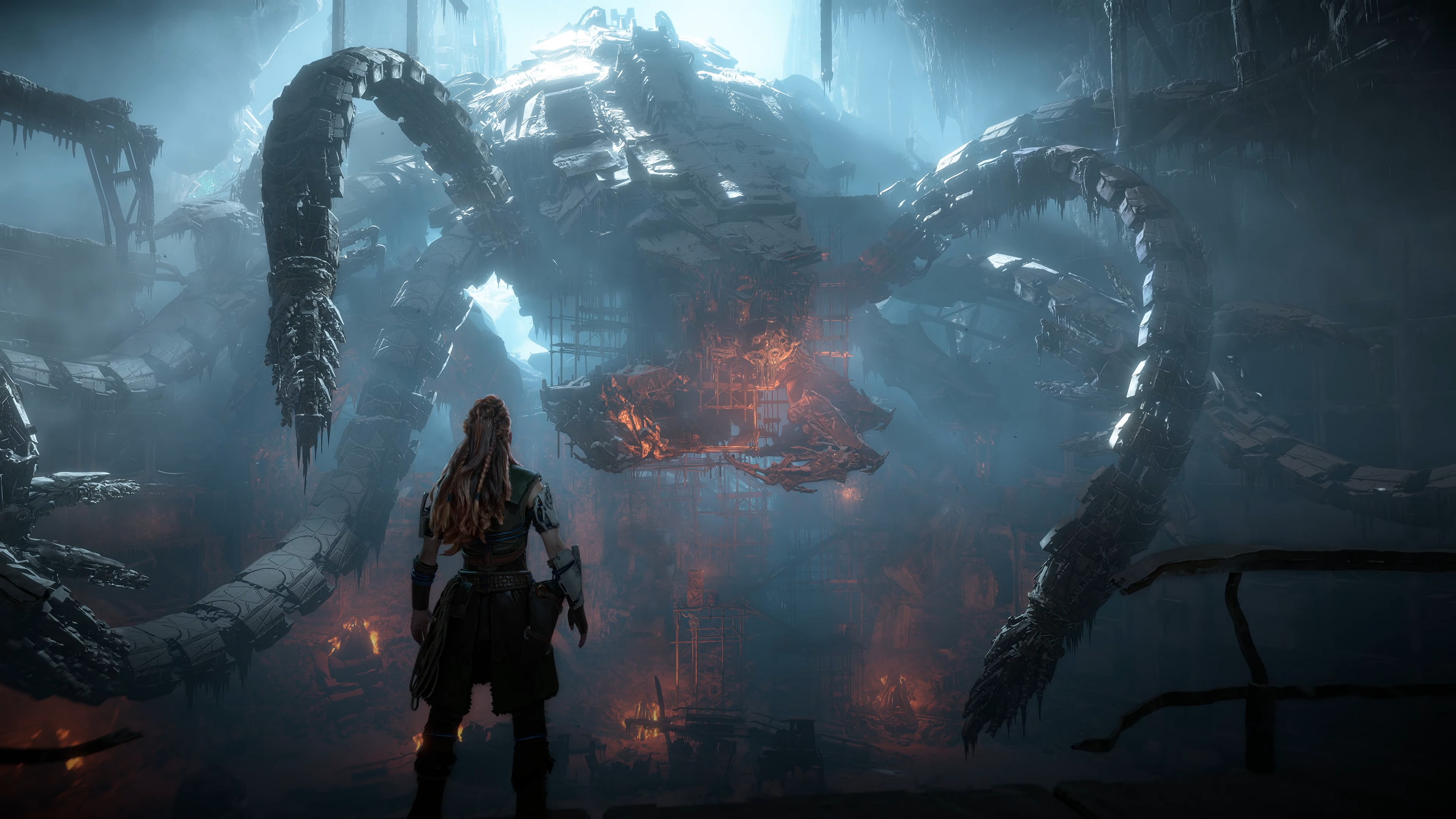 Aloy (Ashly Burch) discovers a broken Horus unit in Horizon Zero Dawn Remastered (2024), Guerilla Games