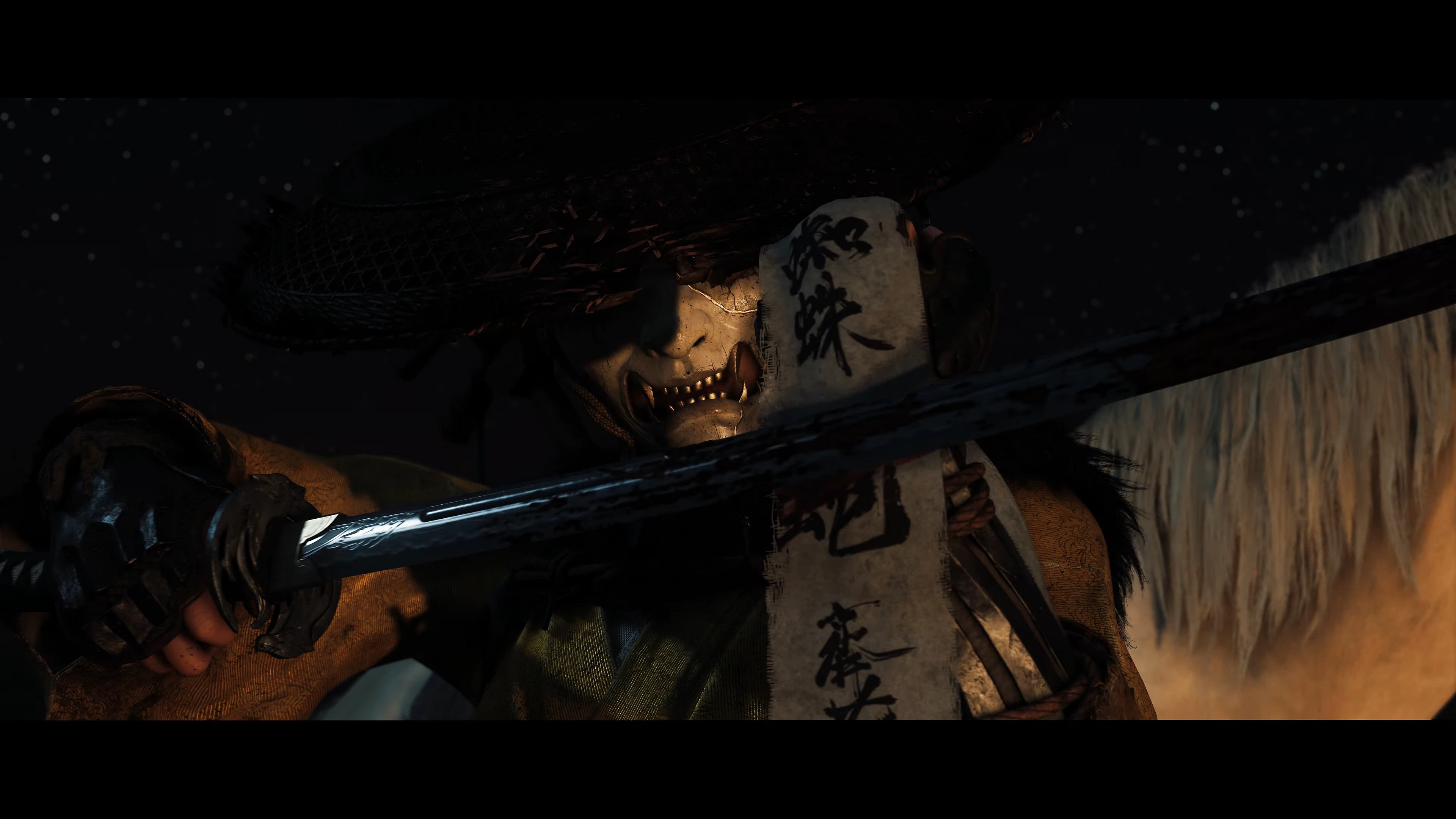 Atsu (Erika Ishii) cleans the blood from her blade in Ghost of Yōtei (2025), Sucker Punch