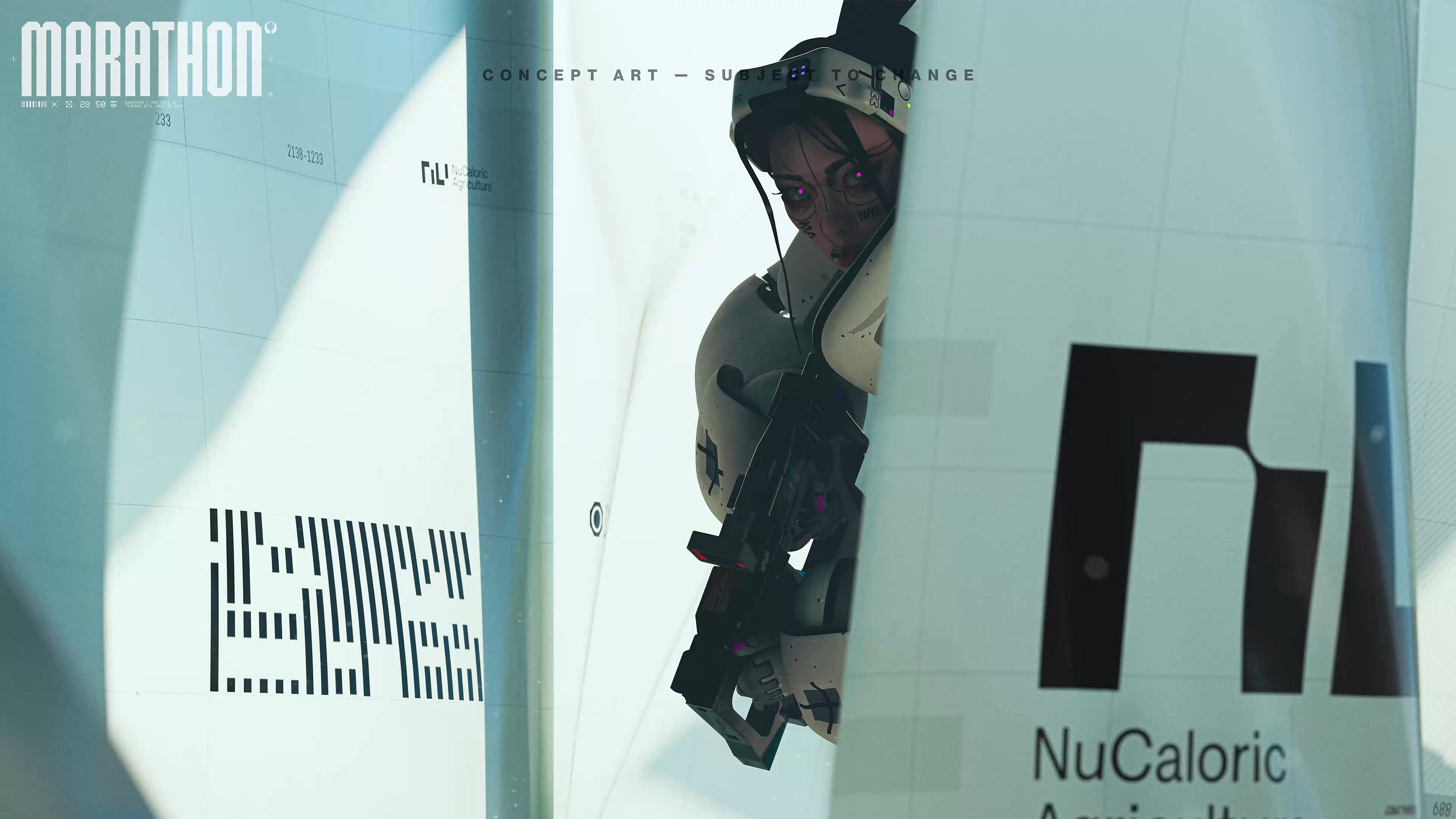 The 'Thief' character checks her surroundings in Marathon (2024), Bungie