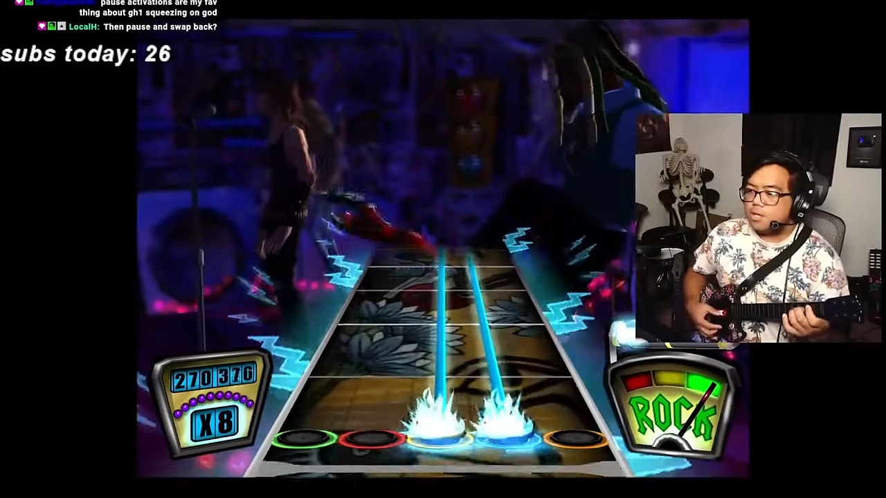 18 years later after it's release, Acai streams his gameplay of the original Guitar Hero (2005), Activision.
