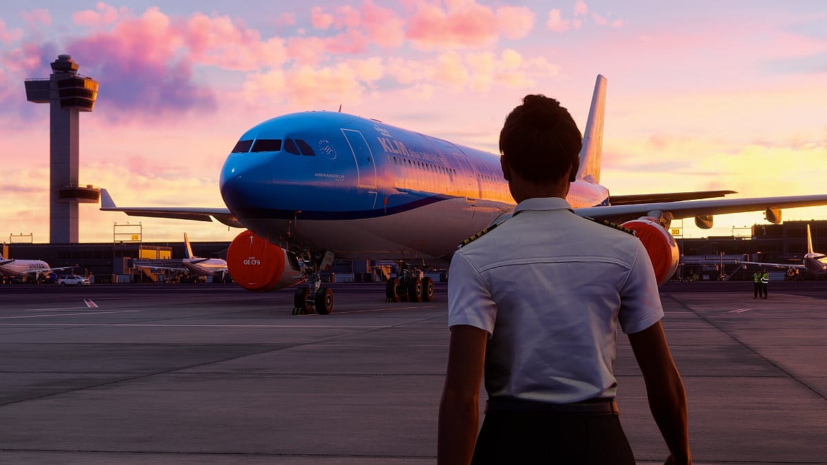Player looking at a plane in Microsoft Flight Simulator 2024, Xbox Game Studios, Steam