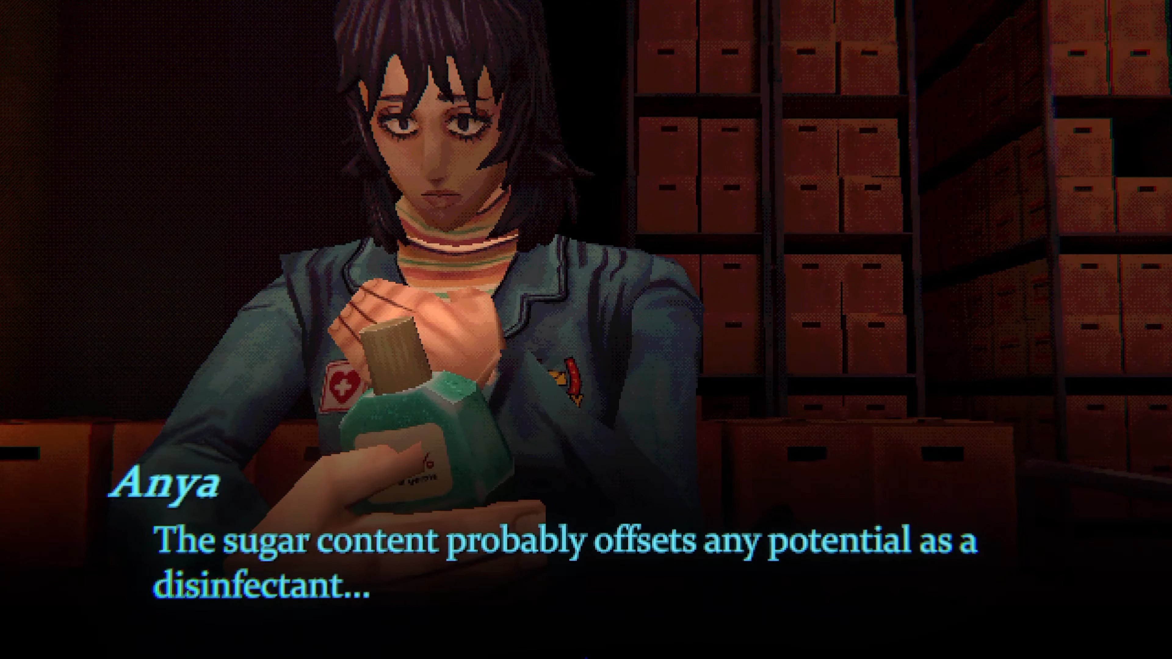 Anya investigates the Tuplar's over-aundant supply of mouthwash in Mouthwashing (2024), Wrong Organ