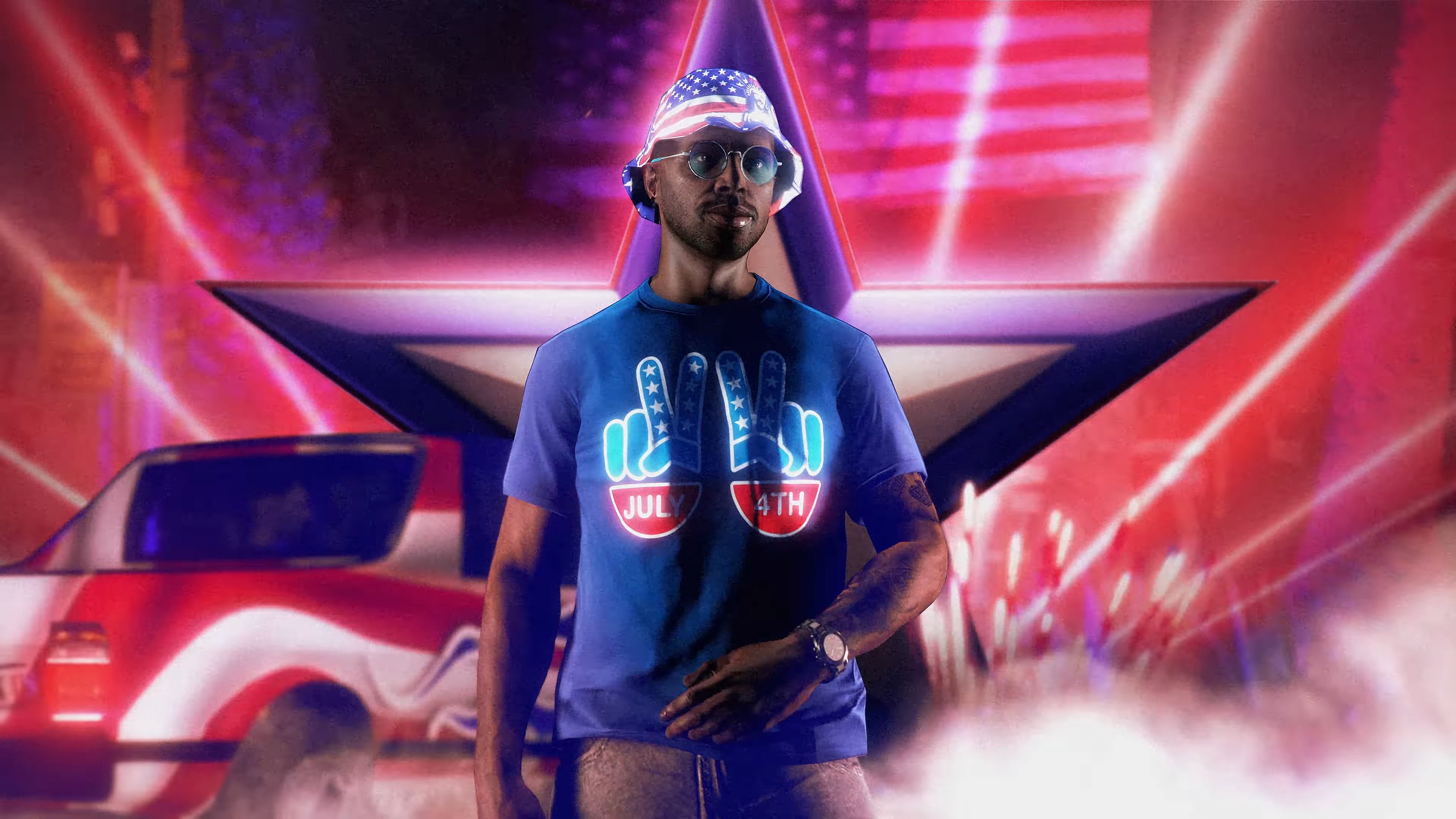 A player shows off his patriotism in Grand Theft Auto Online (2013), Rockstar Games