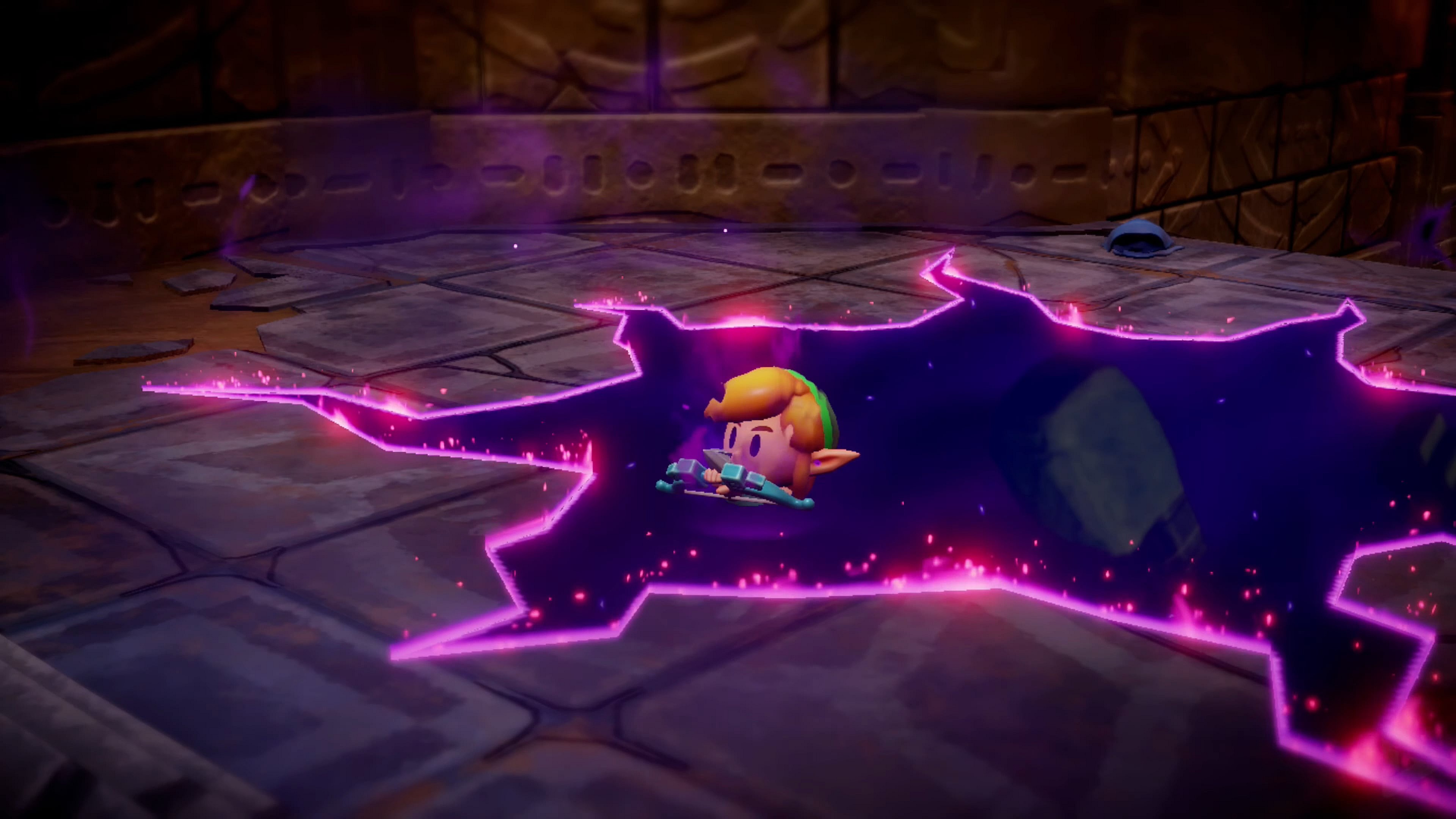 Link (Mitsuki Saiga) uses his last moments before falling into the Still World to save Princess Zelda (Chiyuki Miura) in The Legend of Zelda: Echoes of Wisdom (2024), Nintendo