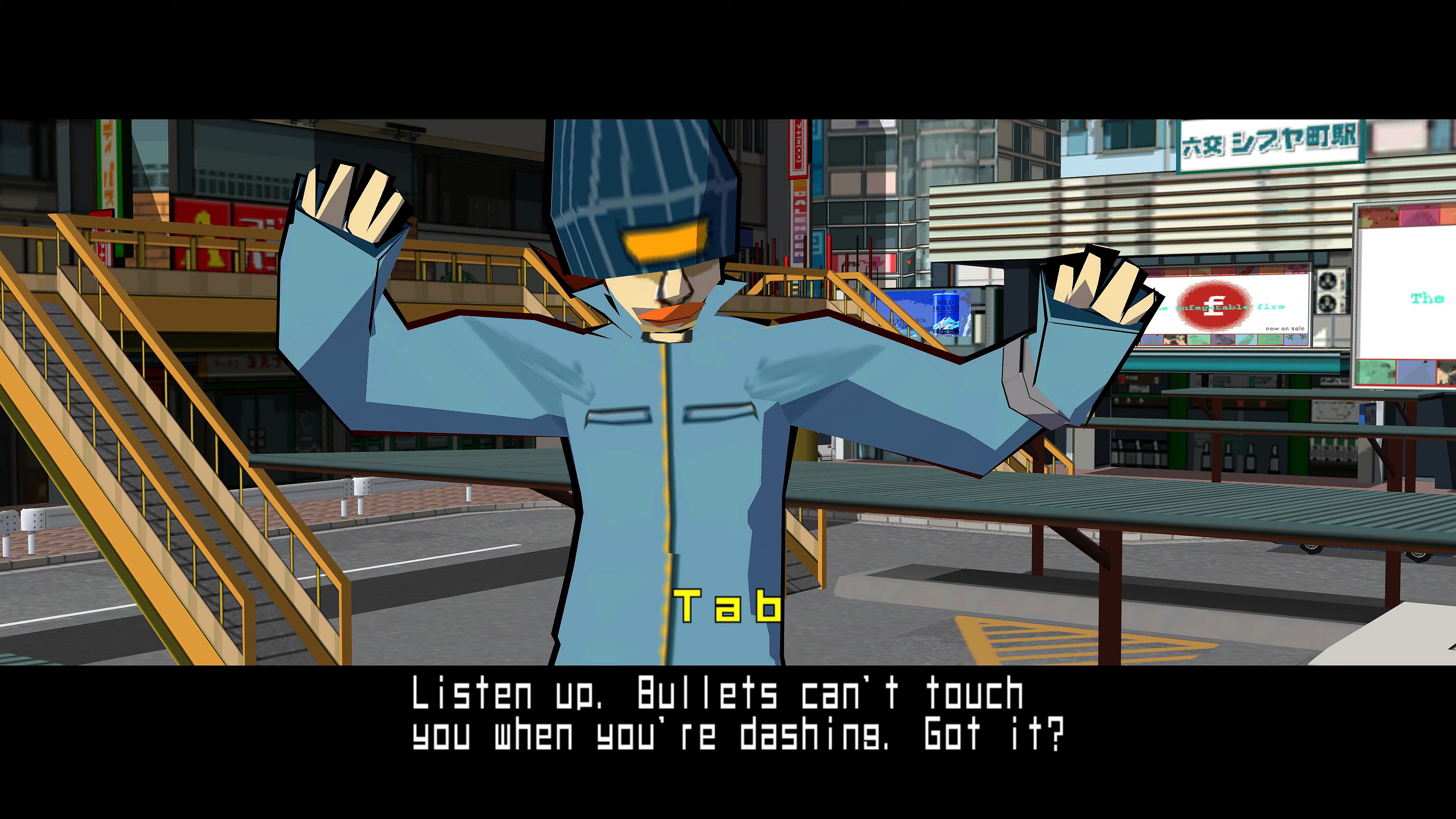Tab has some travel tips for Beat in Jet Set Radio (2000), SEGA